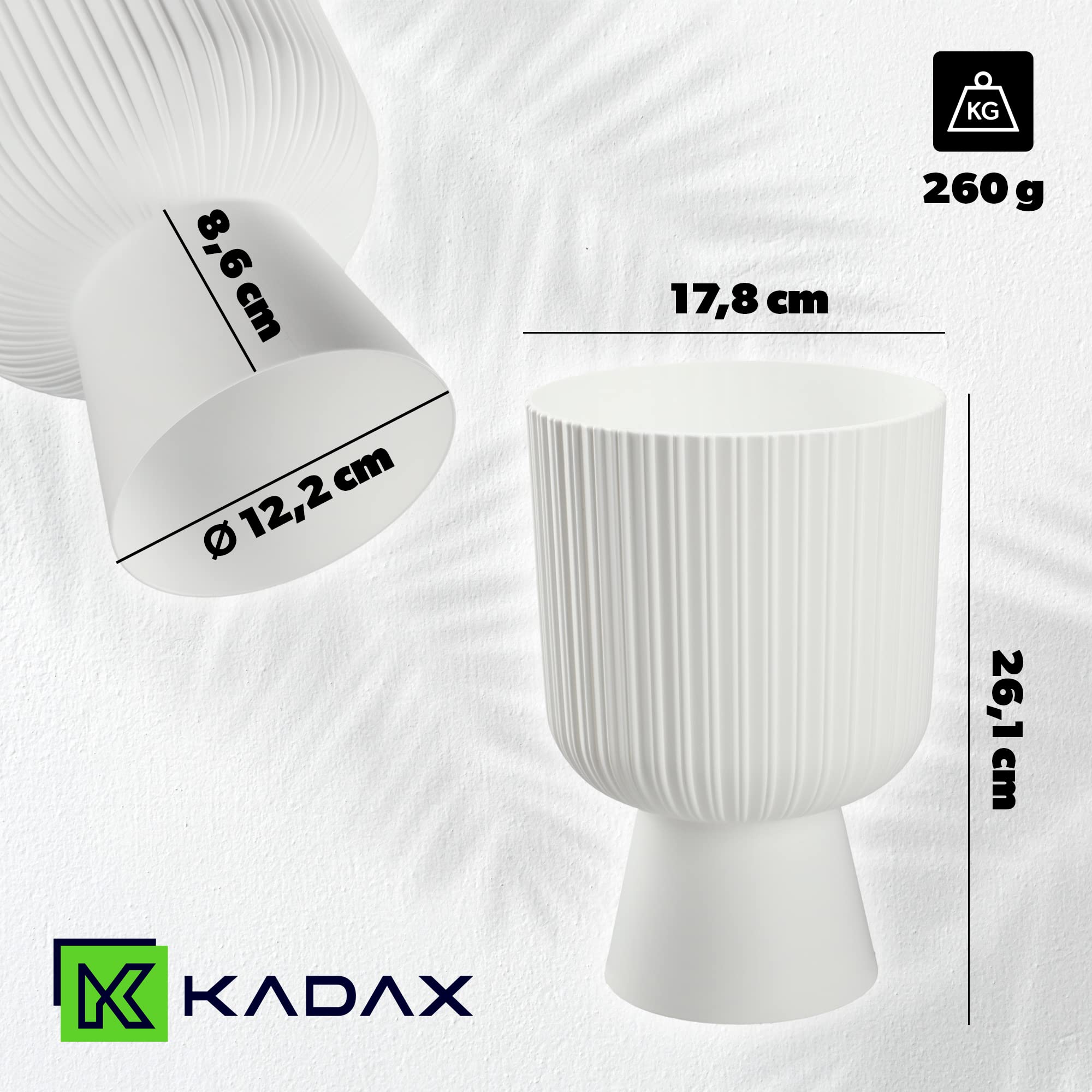 KADAX Macetero en forma de cáliz, maceta de plástico en 2 tamaños, maceta en 3 colores para balcón, terraza, alféizar de ventana, copa (18 cm, blanco)..