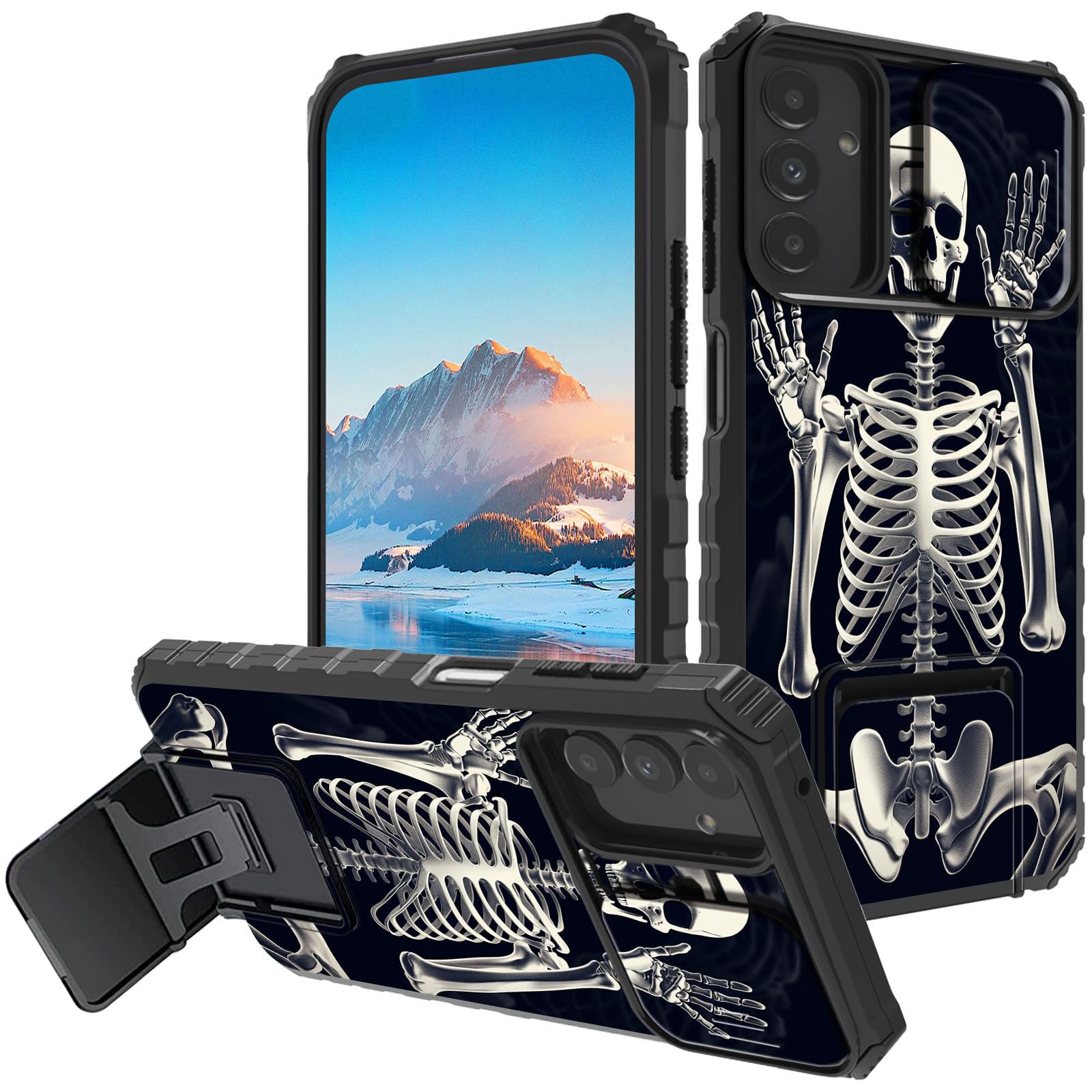 for Samsung Galaxy A14 5G Case, Built in Hard Kickstand Dual Layer Black TPU Shockproof & Slide Camera Protection Case for Samsung A14 5G 6.6 inch,