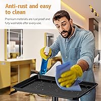 Vista 6 de Bandeja de salón con ruedas - Bandeja de tatuaje de aluminio premium con ruedas - Bandeja rodante ajustable para servicio de salón, carrito