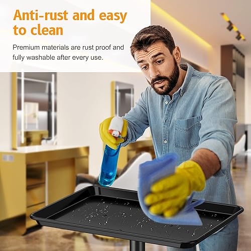 Miniatura 6 de Bandeja de salón con ruedas Bandeja de tatuaje de aluminio premium Bandeja enrollable ajustable para servicio de salón de belleza, carrito de