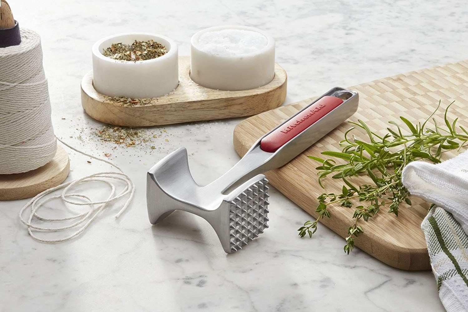 KitchenAid Textured Aluminum Meat Tenderizer, 9.5-Inch, Red -