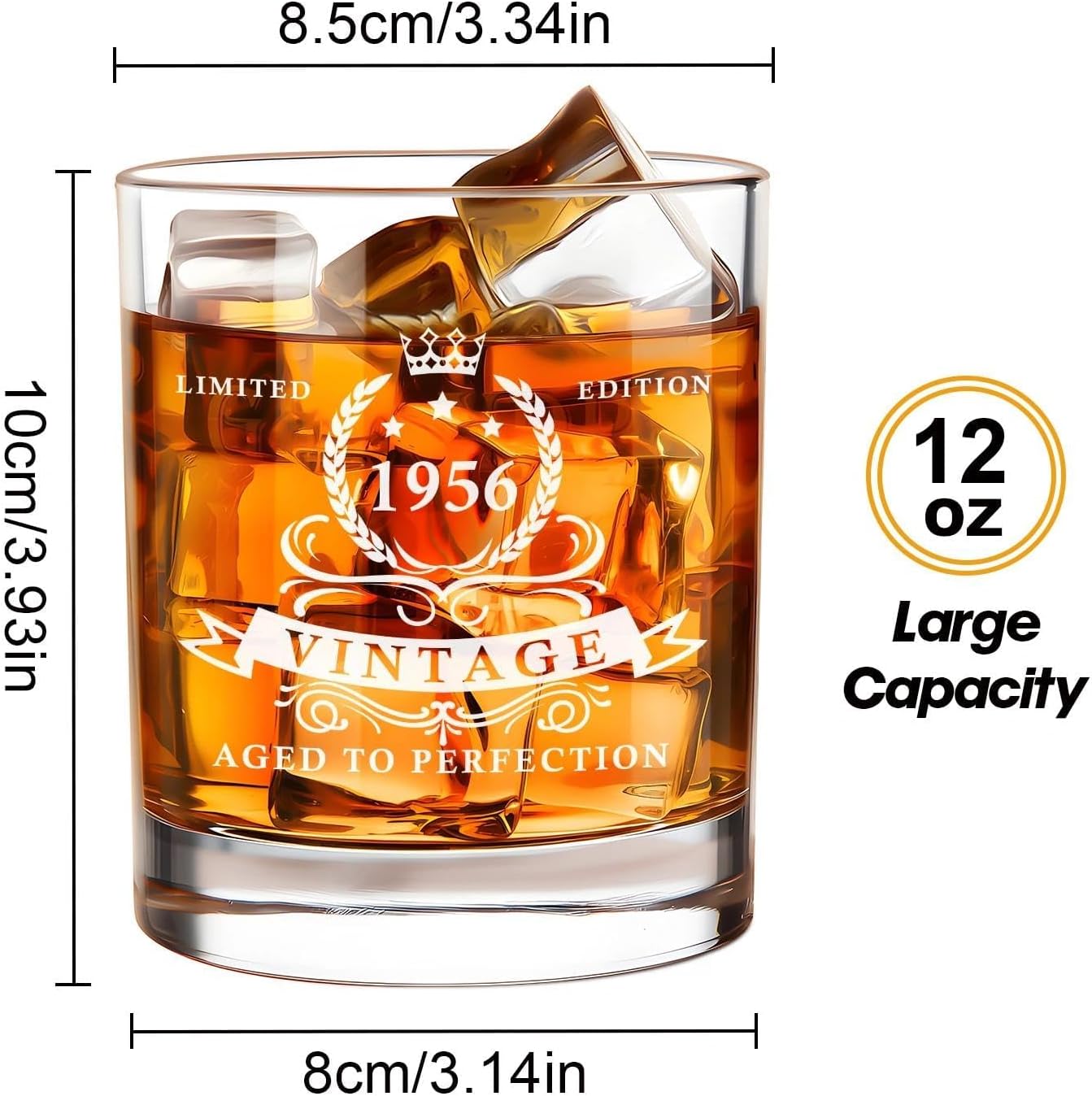 LIGHTEN LIFE 70th Birthday Gifts for Men 12 OZ,1956 Whiskey Glass in Valued Wooden Box,70th Birthday Bourbon Glass for Dad,Husband,Friend, Bday Gift Ideas - Image 2