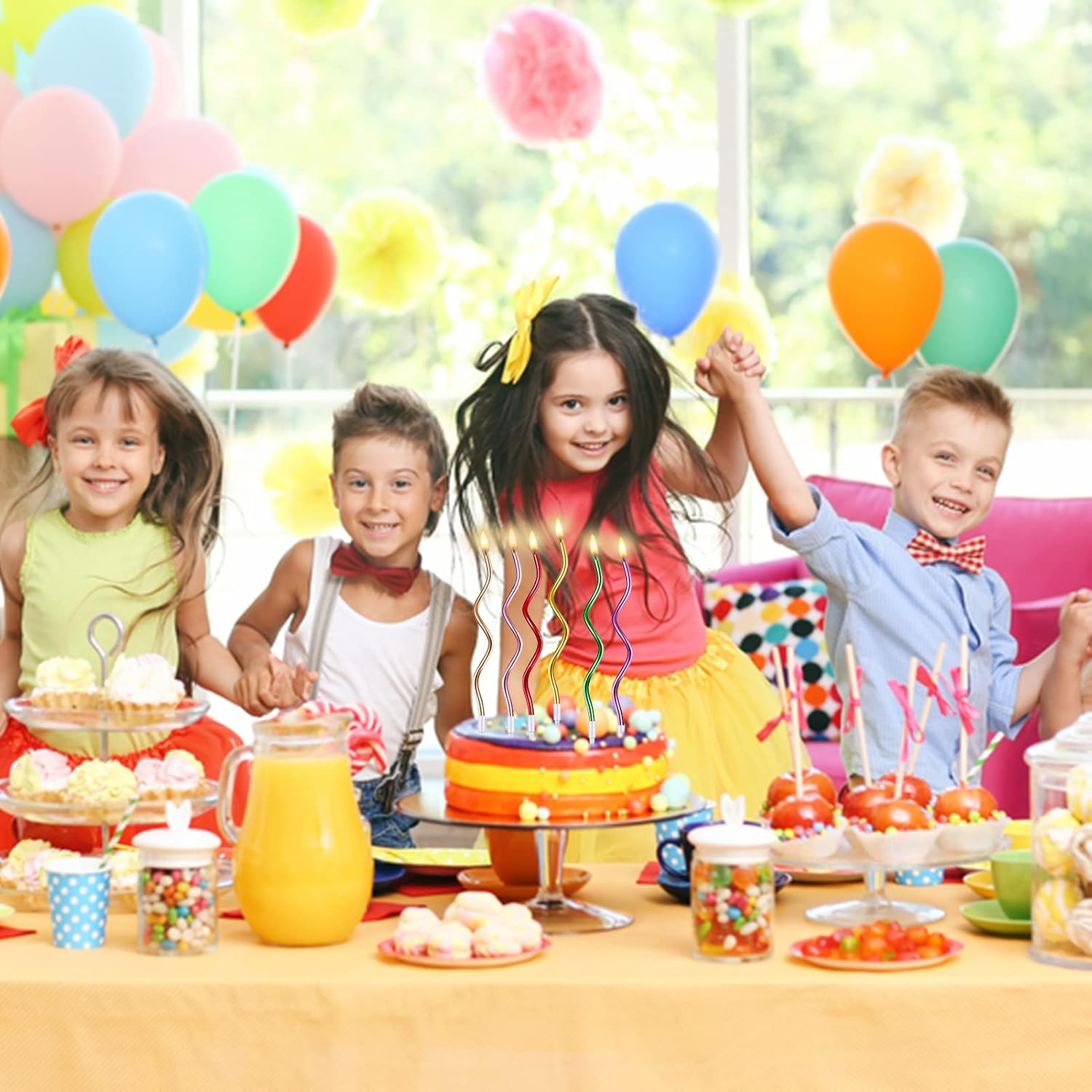 12Pieces Twisty Birthday Candles Spiral Cake Candles Metallic Cake Cupcake Candles Multi-Color Long Thin Coil Cake Candles with Holders for Birthday Wedding Baby Party Cake Decorations - Image 3