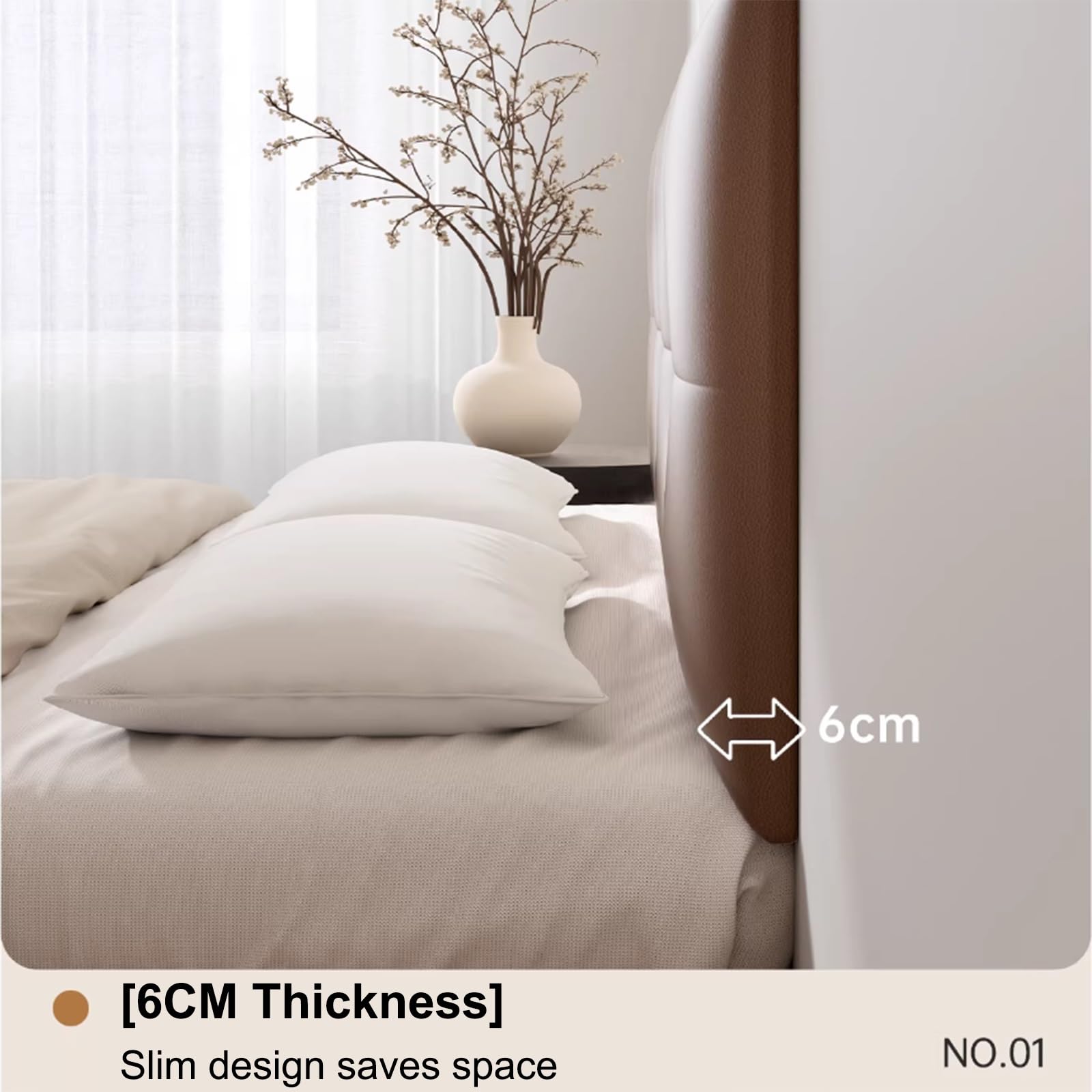 Dossier rembourré doux touffeté pour tête de lit avec housse amovible pour soutien dorsal du lit, lit simple, blanc