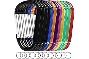 12 Piezas Ganchos para Llaveros - Mosquetón de Aluminio de 3" con...