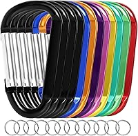 Vista 11 de 12 clips de mosquetón para llavero, clip de aluminio de 3 pulgadas, hebilla de gancho de mosquetón sin bloqueo en forma de anillo D, herramienta