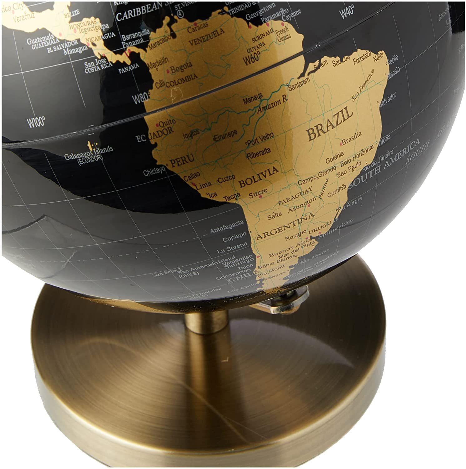 Mappamondo Globo Black&Gold Ø 42 cm| Nero e ORO, girevole, con cartografia Politica aggiornata | Oggetto di design dorato | h. 45 cm Diametro 42 cm Planisfero da Arredamento, mappa in Inglese