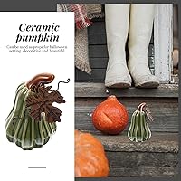 Vista 7 de FAVOMOTO Calabazas de cerámica, calabazas artificiales, decoración del hogar, regalo para decoración de mesa de otoño, calabaza falsa artificial