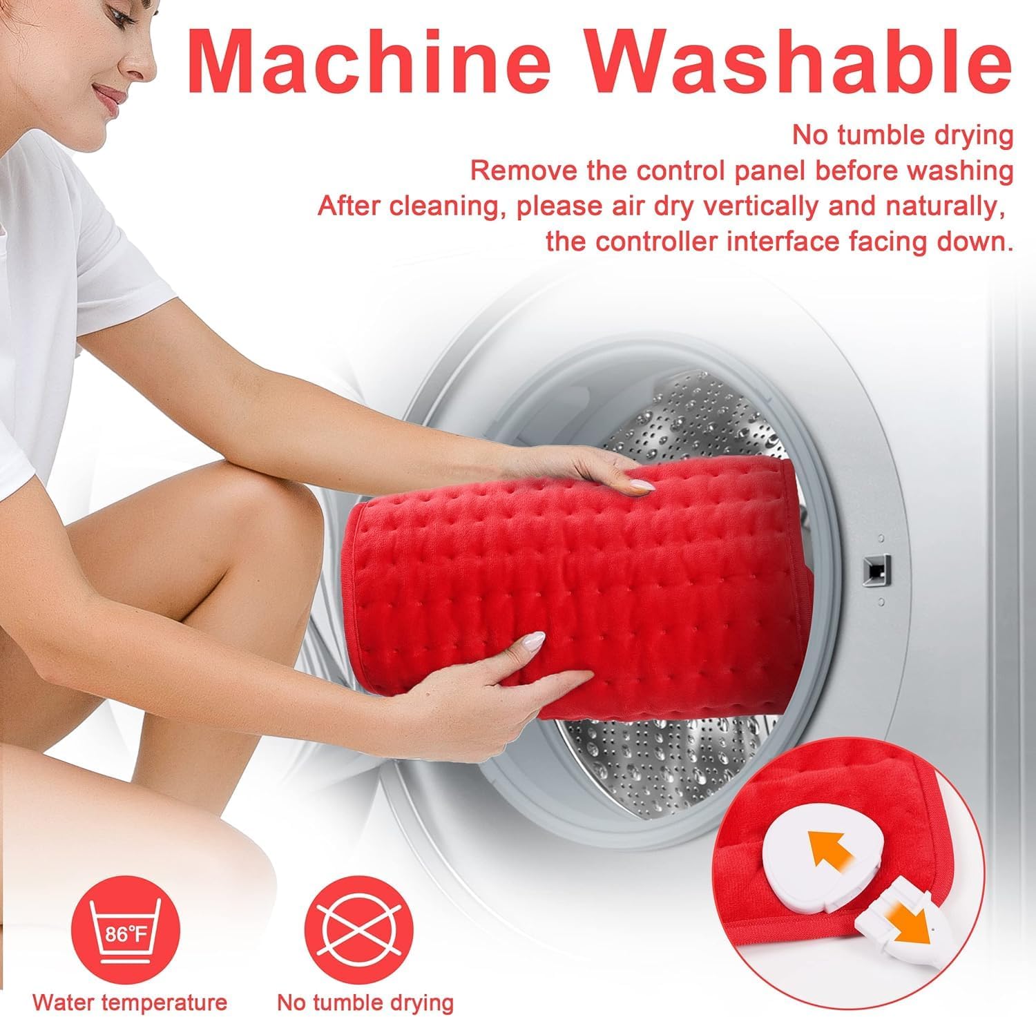 Deepsoon Heating Pad-Electric Heating Pads for Back,Neck,Abdomen,Moist Heated Pad for Shoulder,Knee,Hot Pad for Arms and Legs,Dry&Moist Heat & Auto Shut Off(Red, 33''×17'')