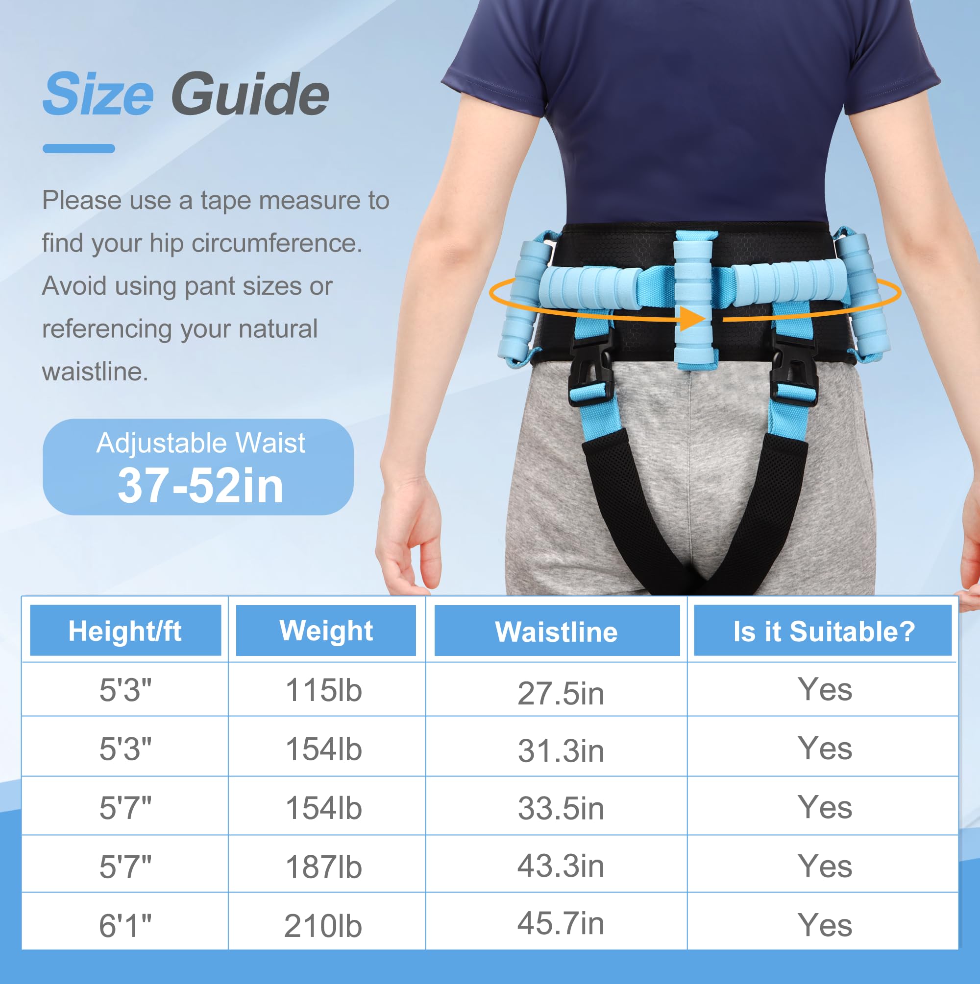NIdreamCE Gait Belt Transfer Belts with 7 Handles and 2 Leg Straps for Seniors,Medical Nursing Safety Patient Assist for Elderly, Disabled, Physical Therapy, Caregivers,with Quick Release Buckle