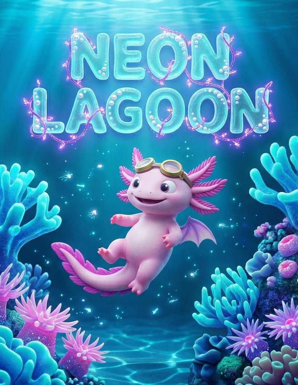 DANTEM Explorers Volume 10: Neon Lagoon (Bubbles the Baby Axolotl): Phonics Activity Book for Kids Ages 4-6: Word Tracing, Coloring and Puzzles