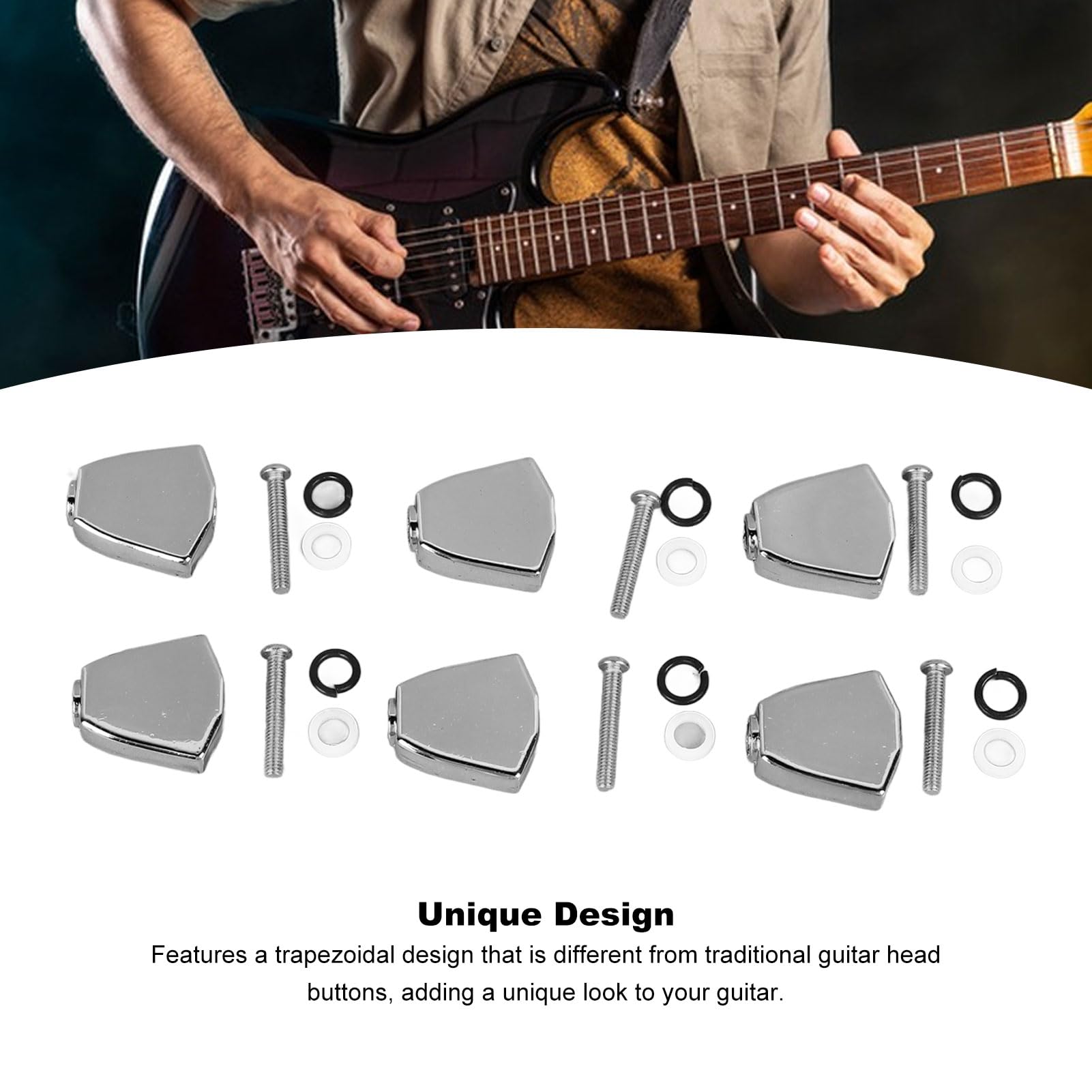 6 Pcs Guitar Tuning Pegs, Knob Tuning Keys Buttons Metal Small Square Shape Guitar Tuning Peg Acoustic Guitar Tuning Pegs Machine Head Tuners for Electric or Acoustic Guitar(Silver)