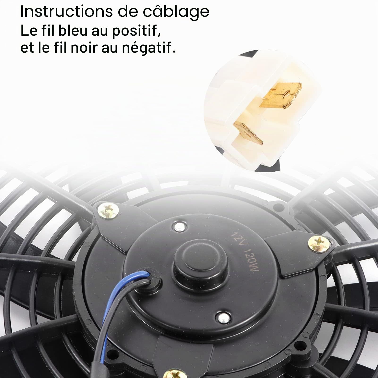 Ventilateur de Refroidissement de Voiture 16 Pouces, Radiateur Électrique Mince 120W 12V, 10 Ailes