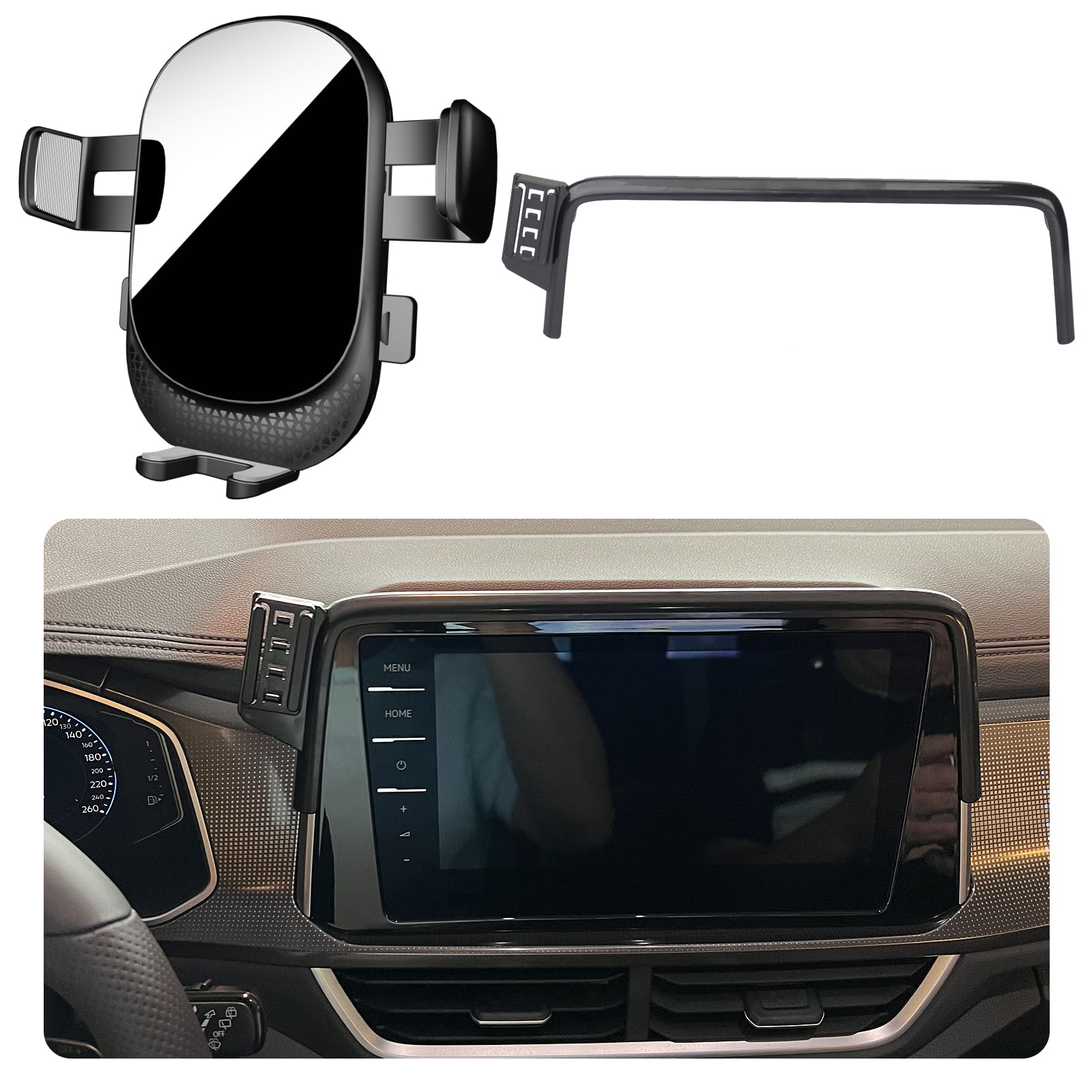 Porta Cellulare Auto Per Volkswagen T-ROC accessori [Solo compatibile con VW T ROC, anni 2022-2025] Rotativo 360°、Funzionamento a una mano、Facile da installare