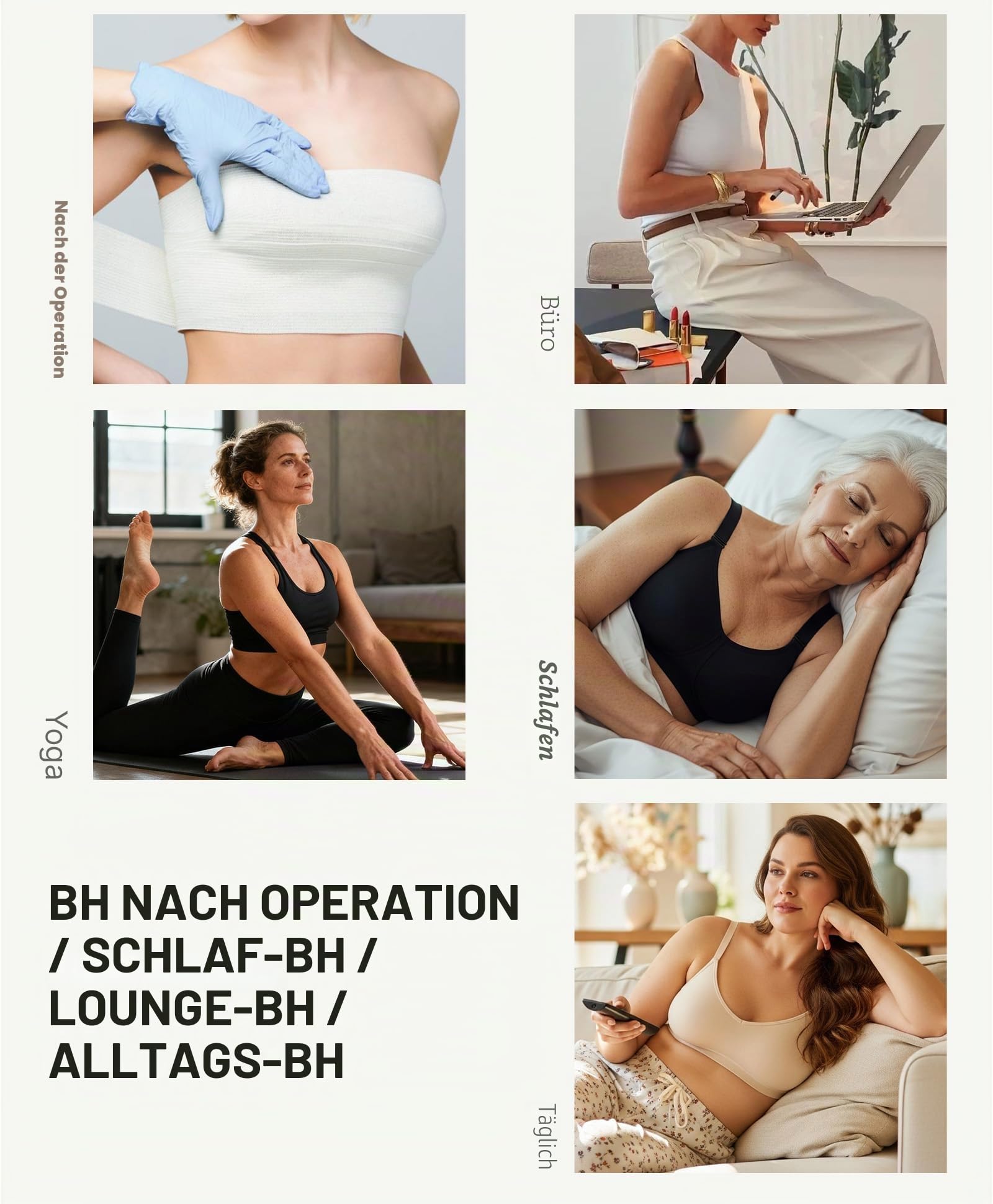 FeelinGirl Kompressions BH Nach Brust Op Mastektomie Still BH Ohne Bügel Große Brüste Starker Halt Mit Frontverschluss Und Verstellbaren Trägern