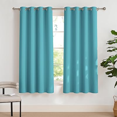 PONY DANCE Verdunkelungsvorhang für Kinderzimmer Junge Ösenschal 2er Set H 175 x B 140 cm Hellblau, Wohnzimmer Vorhänge Kurz Blickdicht Thermogardinen Hitzeschutz