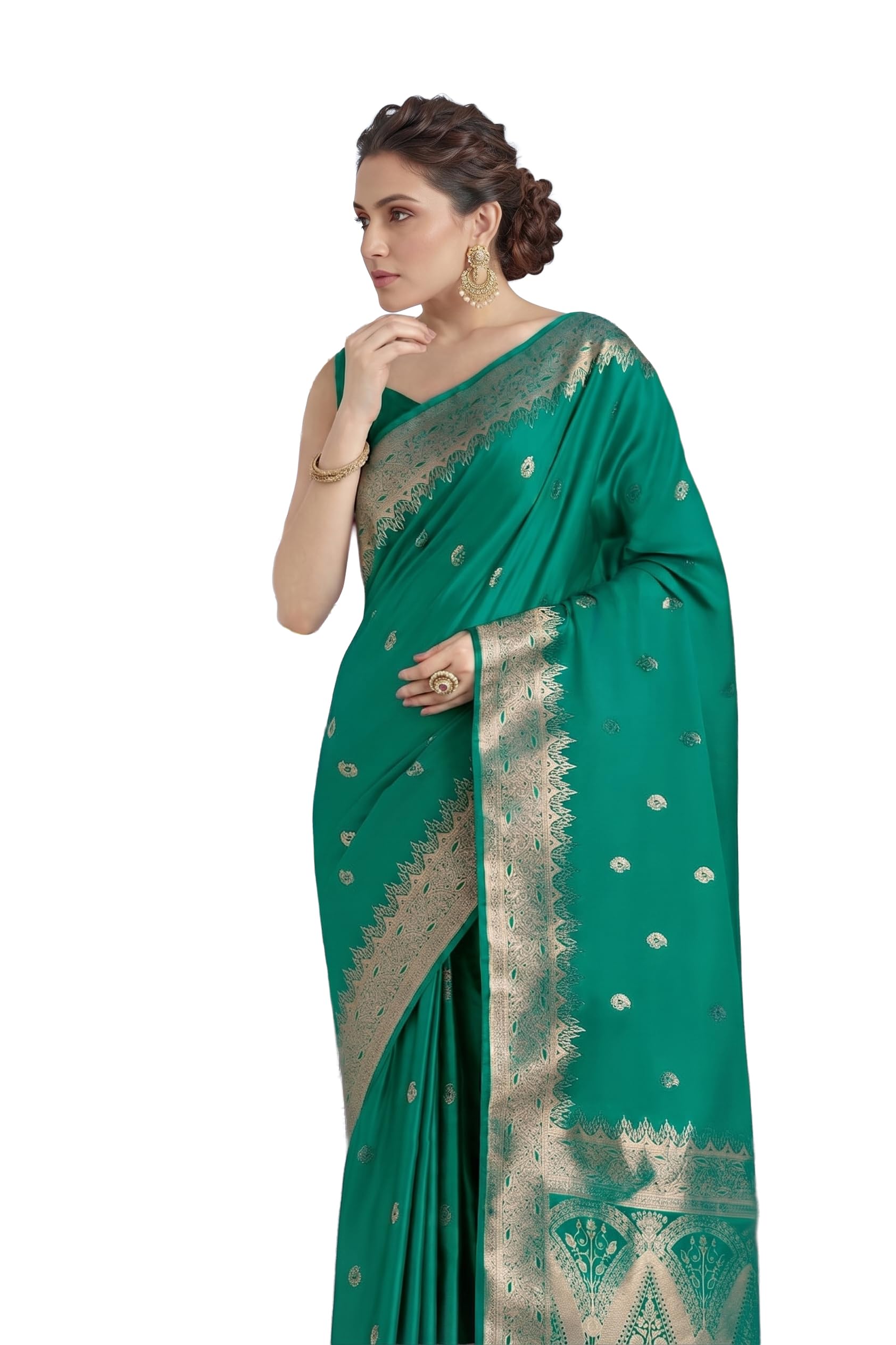 monjolika fashion Women's Kanjivaram Style Satin Soft Silk Banarasi Saree With Unstitched Blouse Piece (63124_color)-picture-31