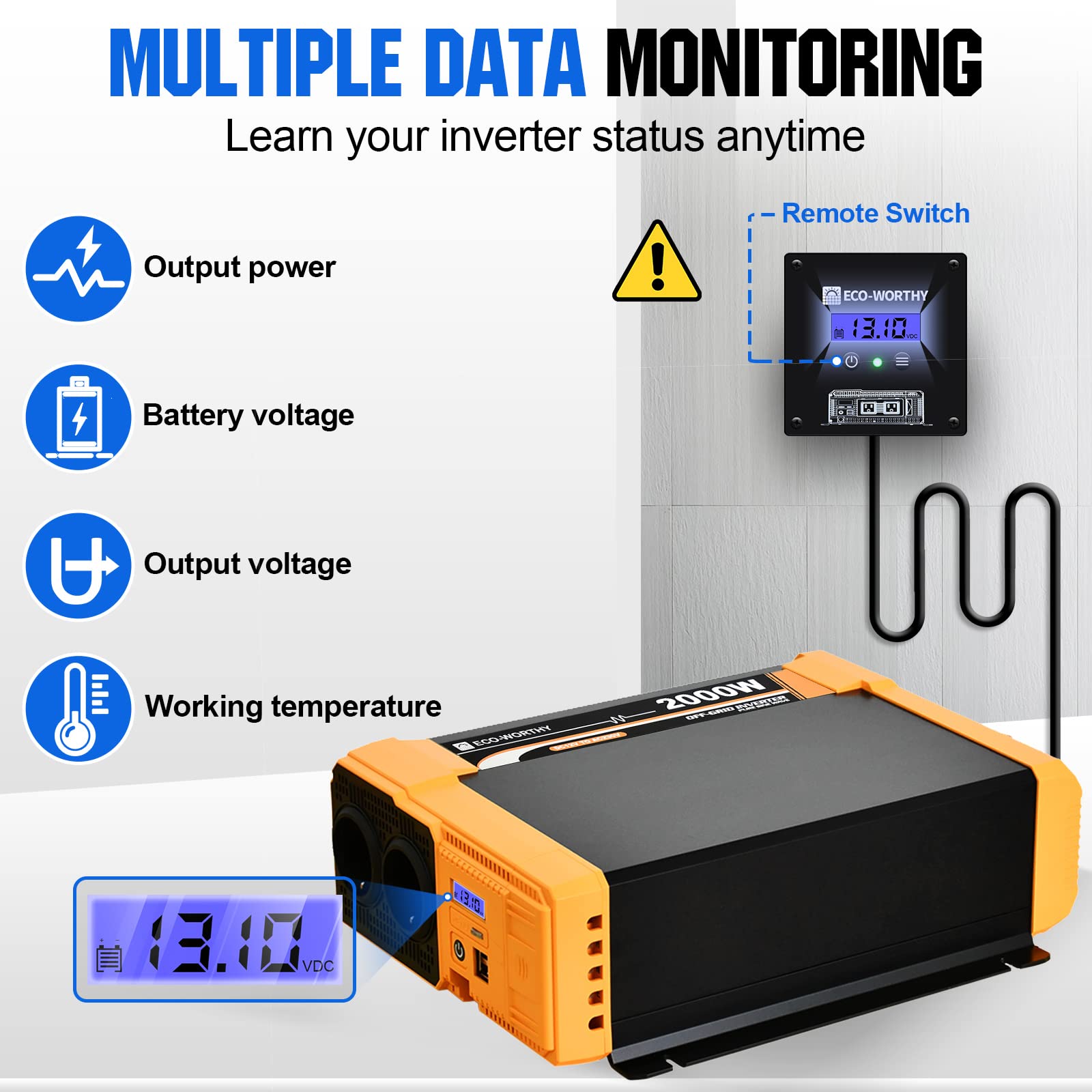 ECO-WORTHY 3 kW·h Solarsystem 720W 12V mit Wechselrichter und Batterie netzunabhängig für Wohnmobil: 6 Stücke 120W Solarmodul + 60A Laderegler + 2 Stücke 100Ah Lithiumbatterie + 2000W Wechselrichter