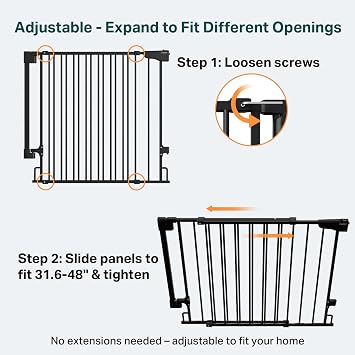 Cumbor 29.243 Baby Gate for Stairs (Black) & 31.6-48 Extra Wide Dog Gate (Black)