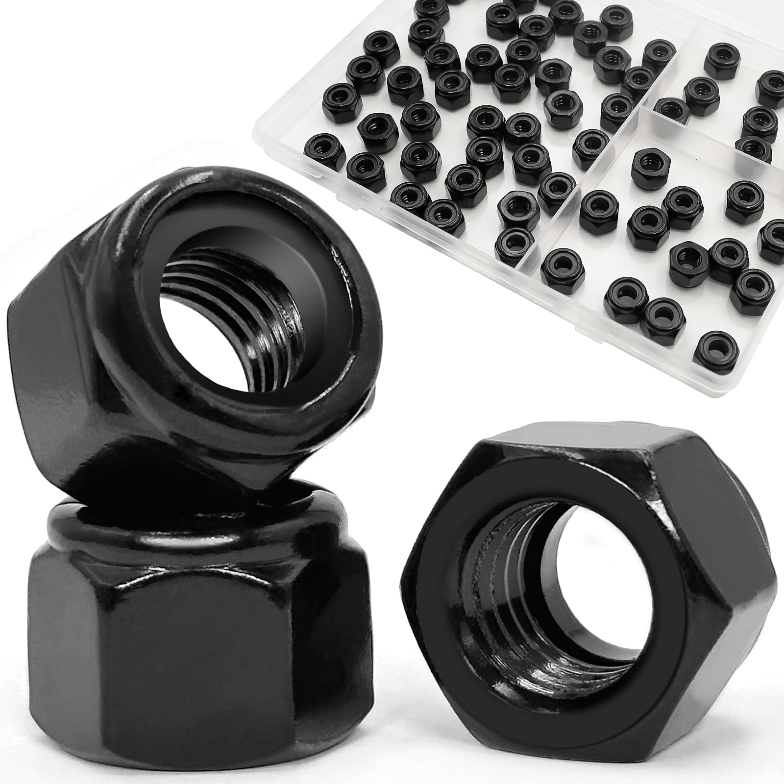 Metric Lock Nuts Kit - 180 Stainless Nylon Assortment -13