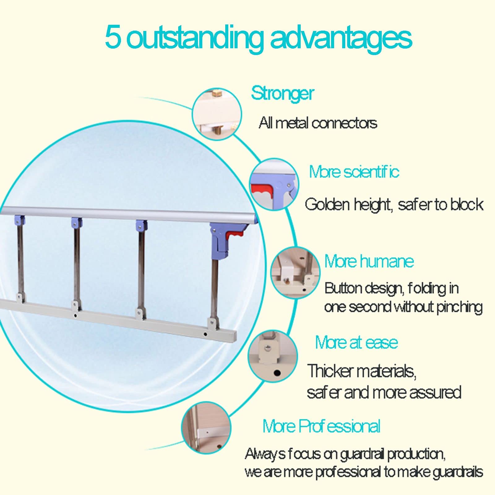 Barandilla de cama plegable para adultos mayores, barandilla de protección para adultos, manija de soporte ajustable plegable, protección lateral de cama plegable, barandilla de cama plegable, asist