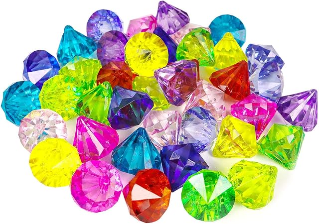 YIJIAOYUN Big Acrylic Diamond Gems, MultiColor Gem Stones for kids, Party Pirate Artificial Jewels Treasure for Home Decoration, 40 Pcs