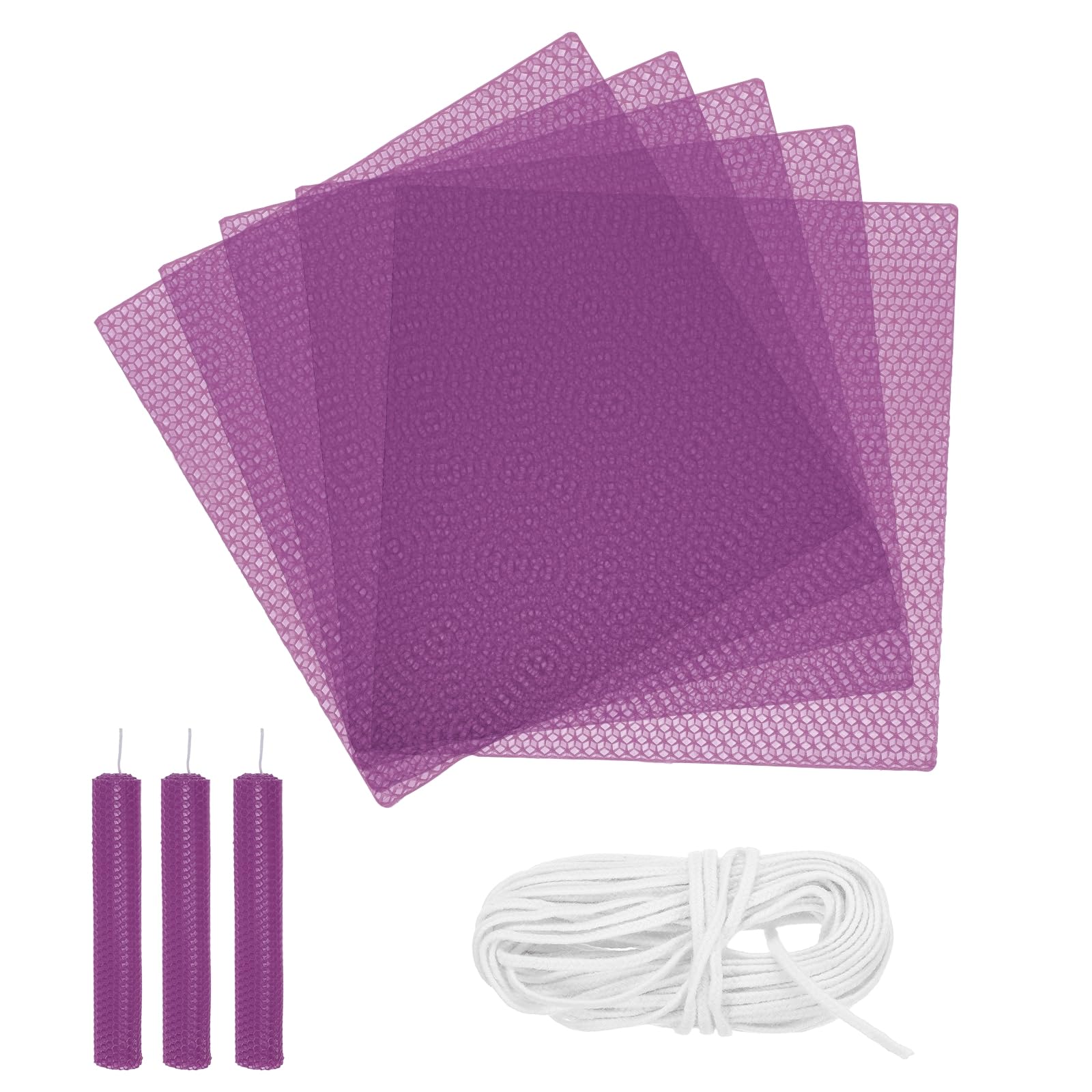 sourcing map Beeswax Candle Making Kit,8x8 Inch 5pcs Purple Beeswax Candle Sheets with 1pcs Cotton Wick for DIY Craft Gift Making — image 1