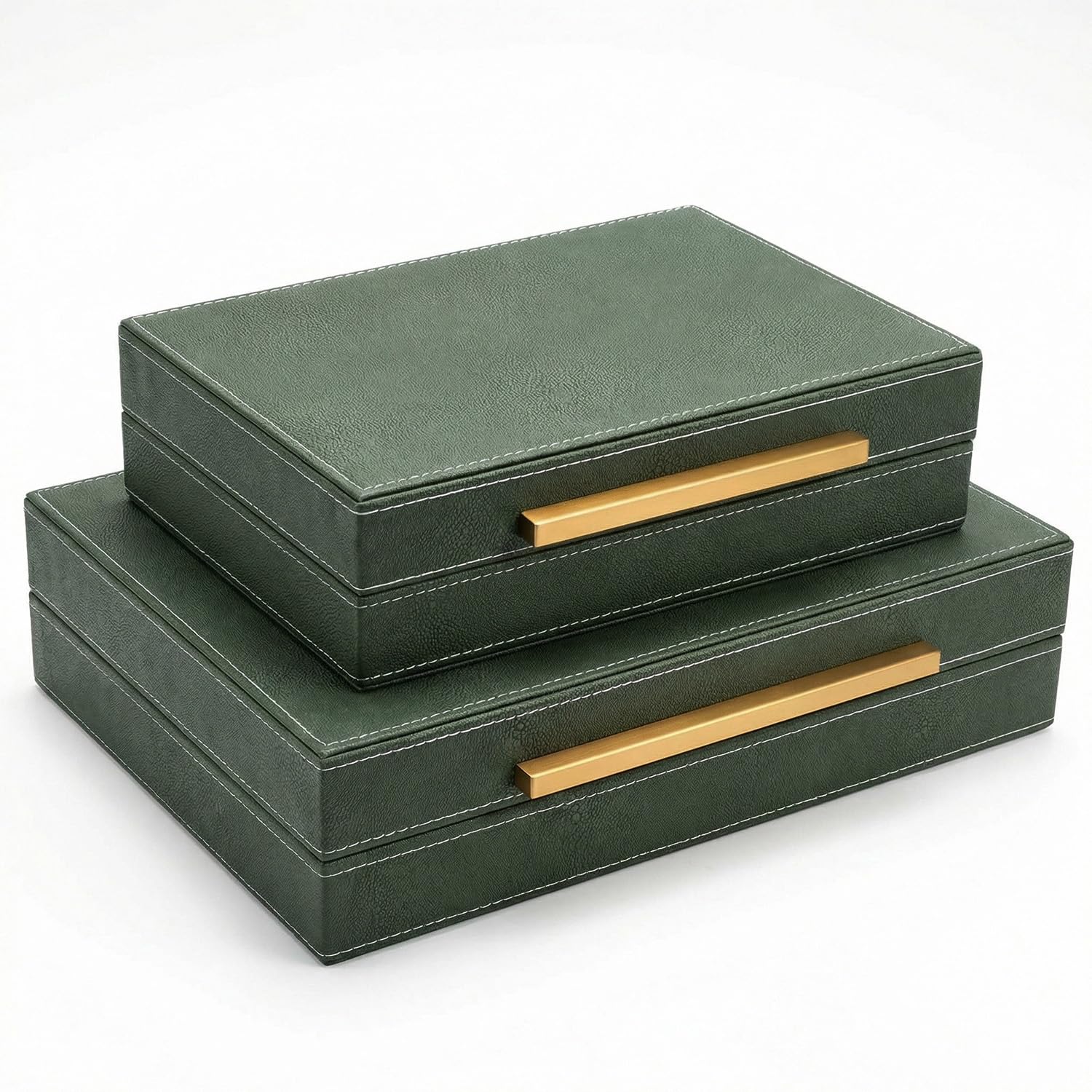 Boîte de rangement Acidea lot de 2 coffrets décoratifs en cuir synthétique avec poignées