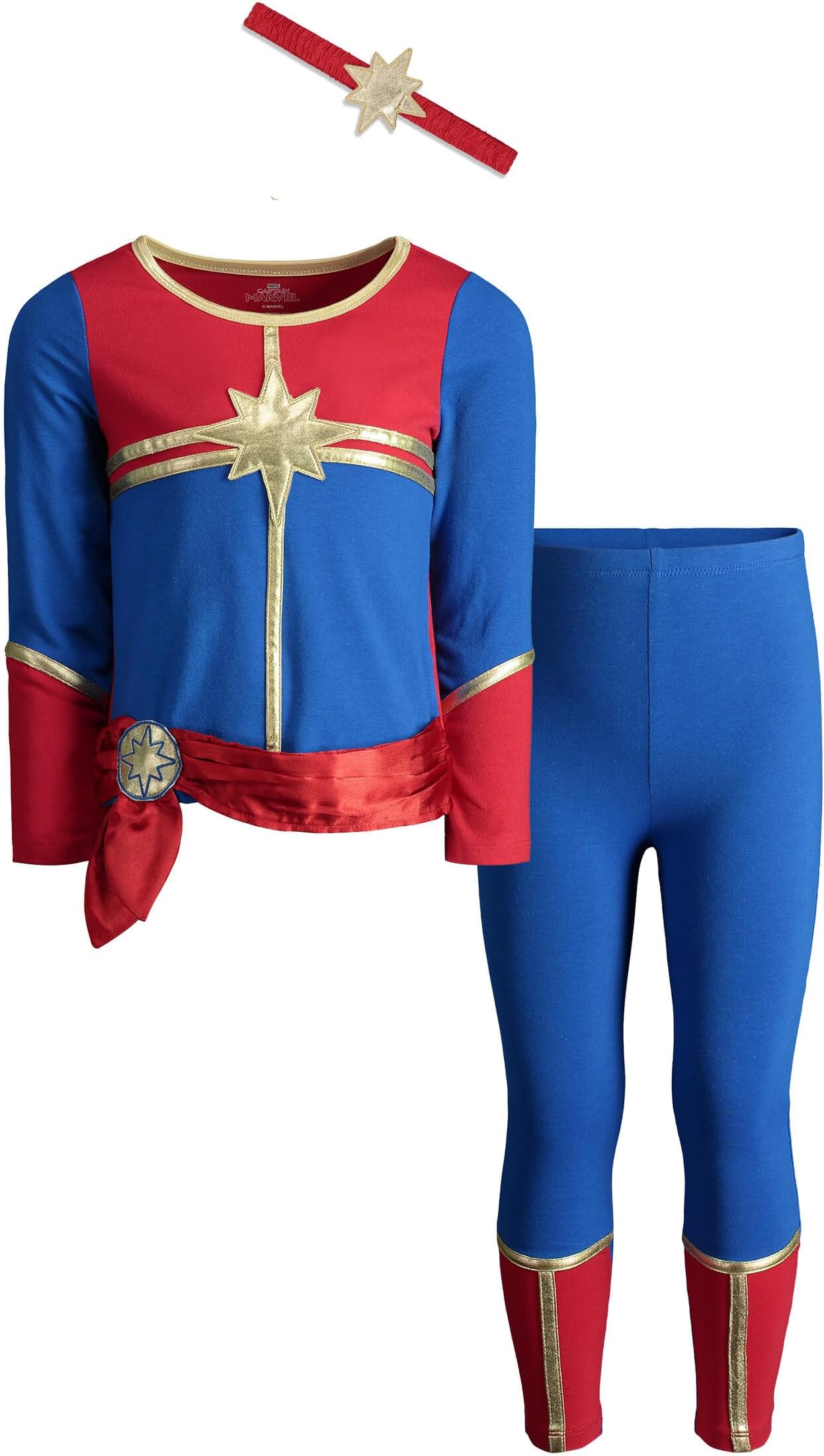Marvel Avengers Captain Girls Cosplay T-Shirt Leggings and Headband 3 Piece Set Toddler to Big Kid