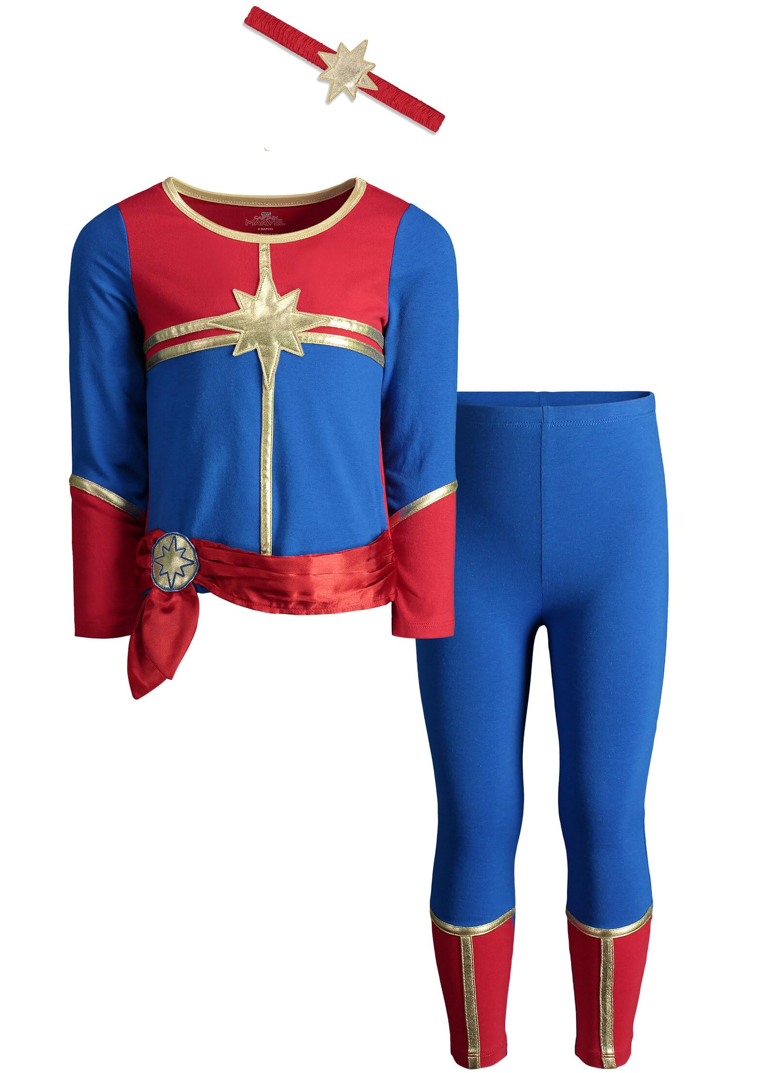 Marvel Avengers Captain Girls Cosplay T-Shirt Leggings and Headband 3 Piece Set Toddler to Big Kid