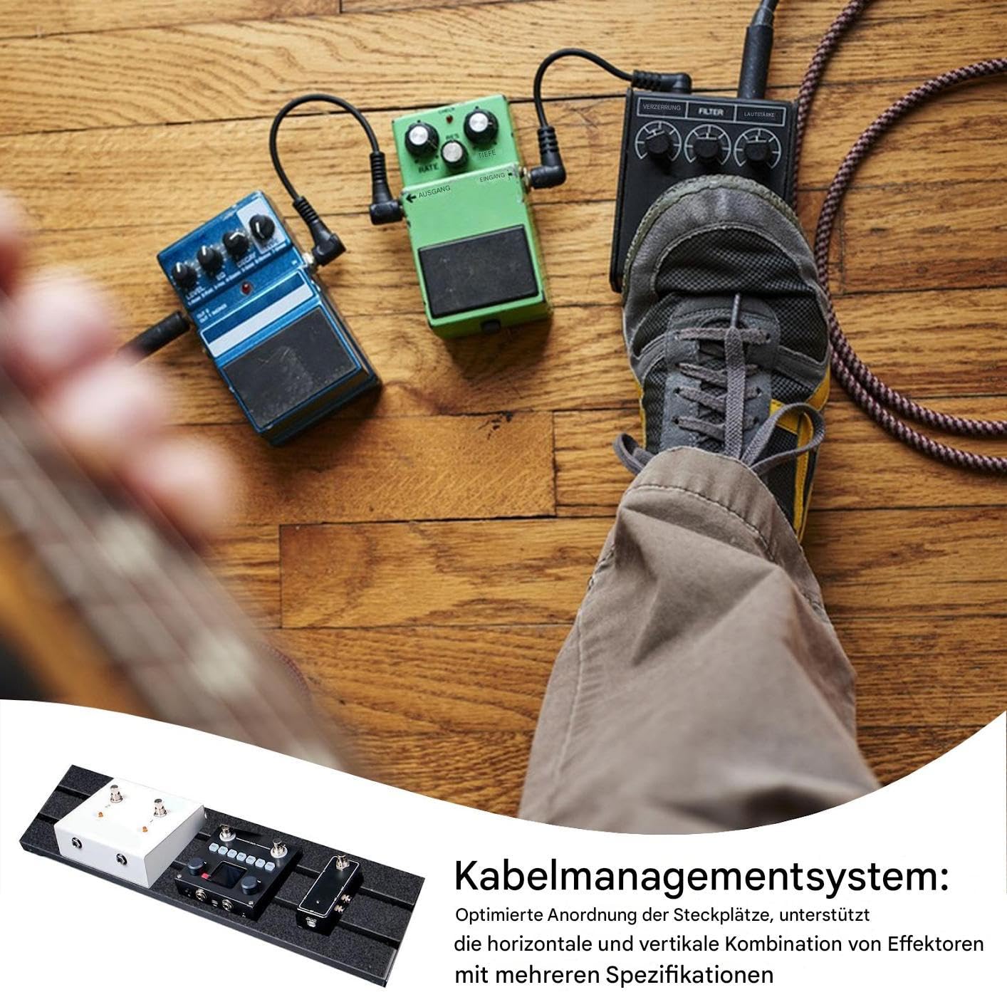 Pedaliera effetti Preciso Robusto | Organizzatore Cavi per Pedalboard Effetti Per palco, studio, amanti della musica, musicisti, professionisti, principianti