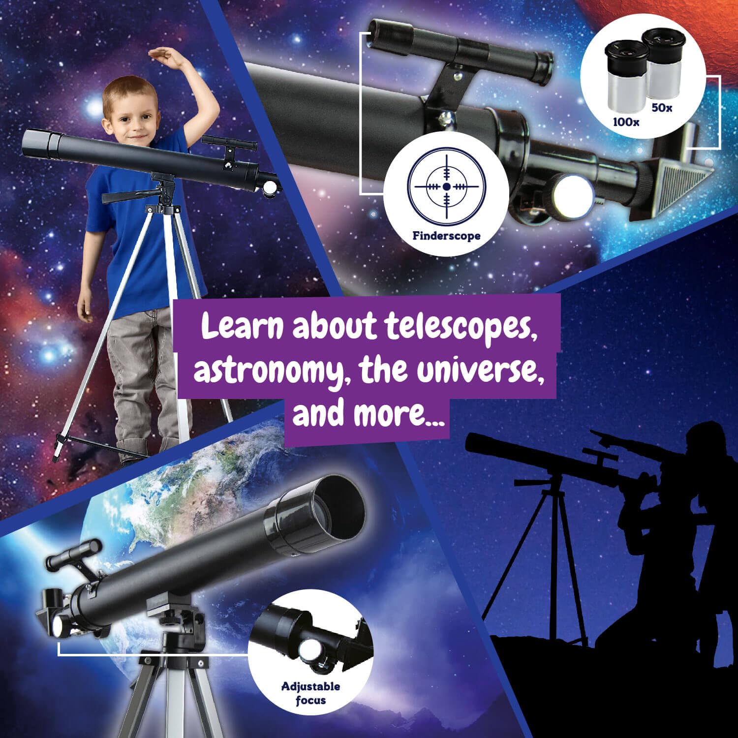 Science4you Télescope Astronomique Lunaire pour Enfant - Kit Scientifique avec Télescope, Jouet pour Garçon et Fille avec Lunette Astronomique, Kit Éducatif de Sciences pour Enfants 7 8 9 10+ Ans