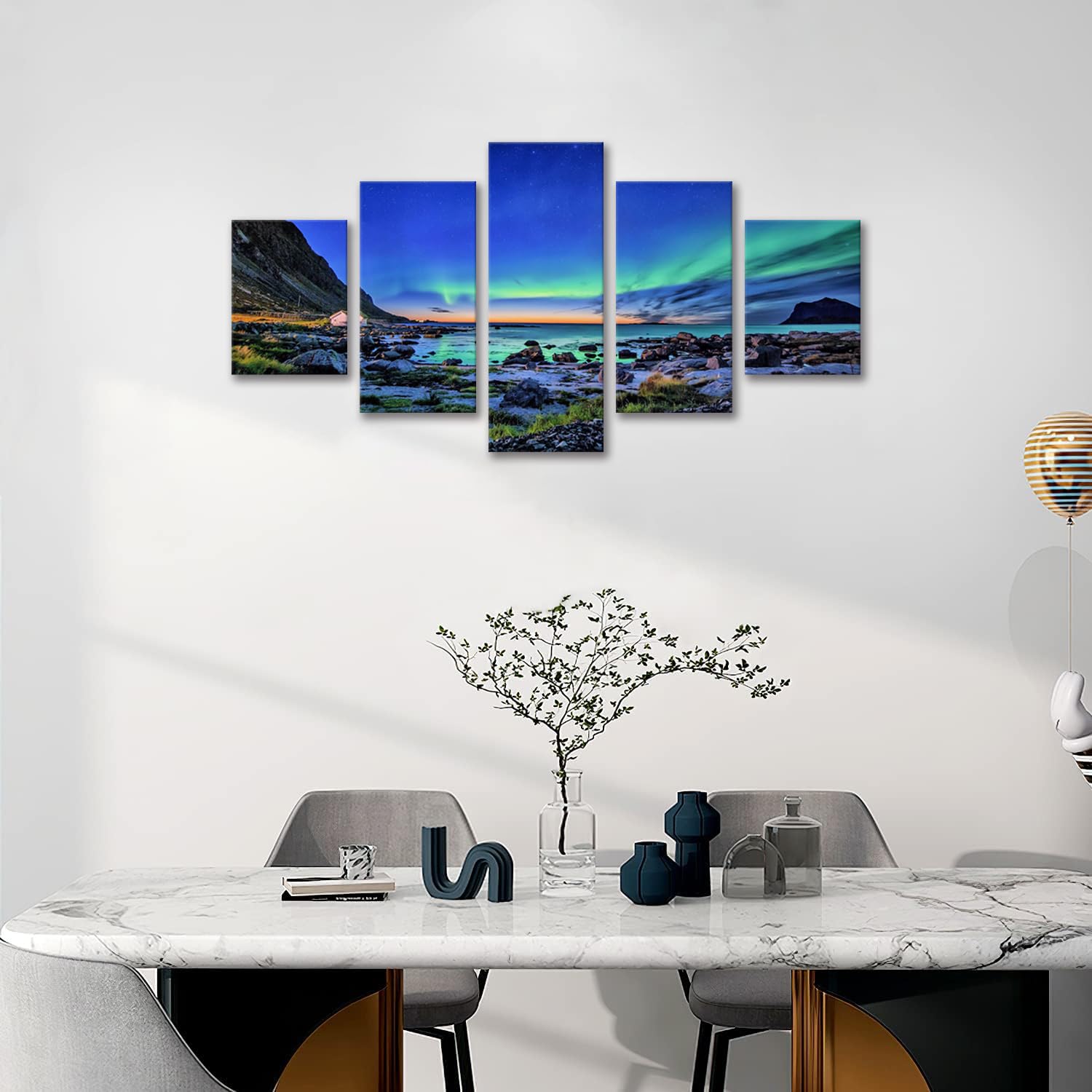 Farmhouse Wall Art Aurora Scenery Painting On Canvas Wall Decorations Living Room Stretched Framed Canvas Paintings 3 Piece Bedroom Bathroom Wall Decor