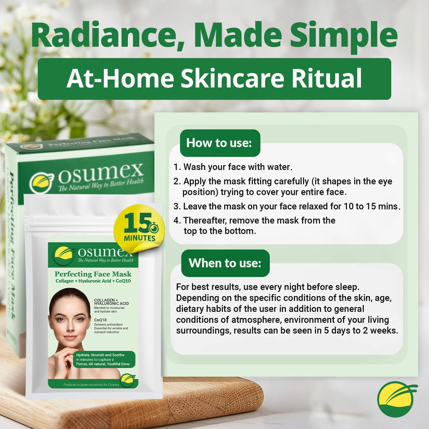 Perfecting Face Mask 3 Pack (New and Improved Formula) - Hydrating Collagen Face Masks, Moisturizing Face Mask, Sheet Face Masks, Anti Aging for Dry Skin, Sheet Masks Skincare