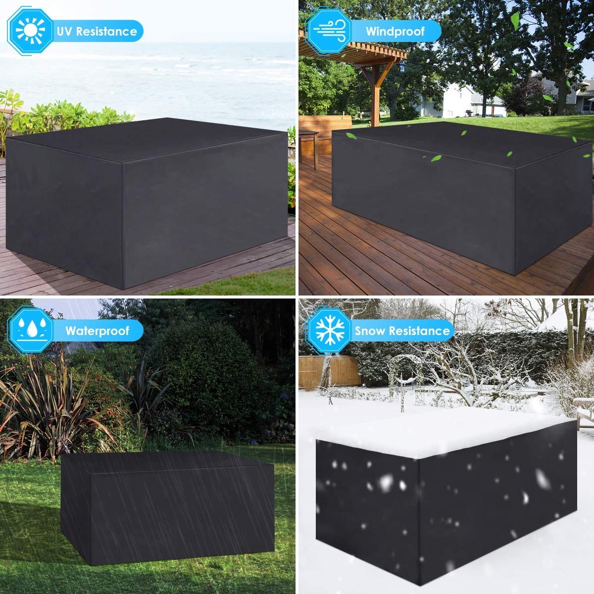 TOCYORIC Terrasverwarmer Cover, 210D Oxford-stof, Waterdichte Tuin Buiten Opstaan Ronde Beschermer Beschermer Met Opbergtas Zwart 226x85x48 Cm