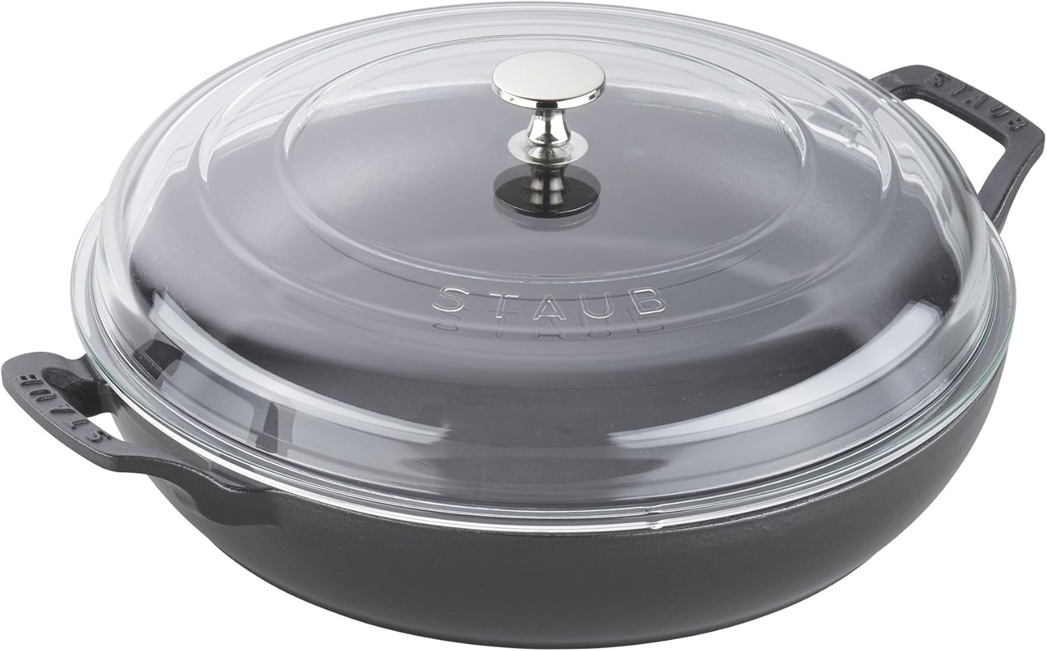 STAUB Cast Iron Braiser with Glass Lid, Dutch Oven, 3.5-quart, serves 3-4, Made in France, Matte Black