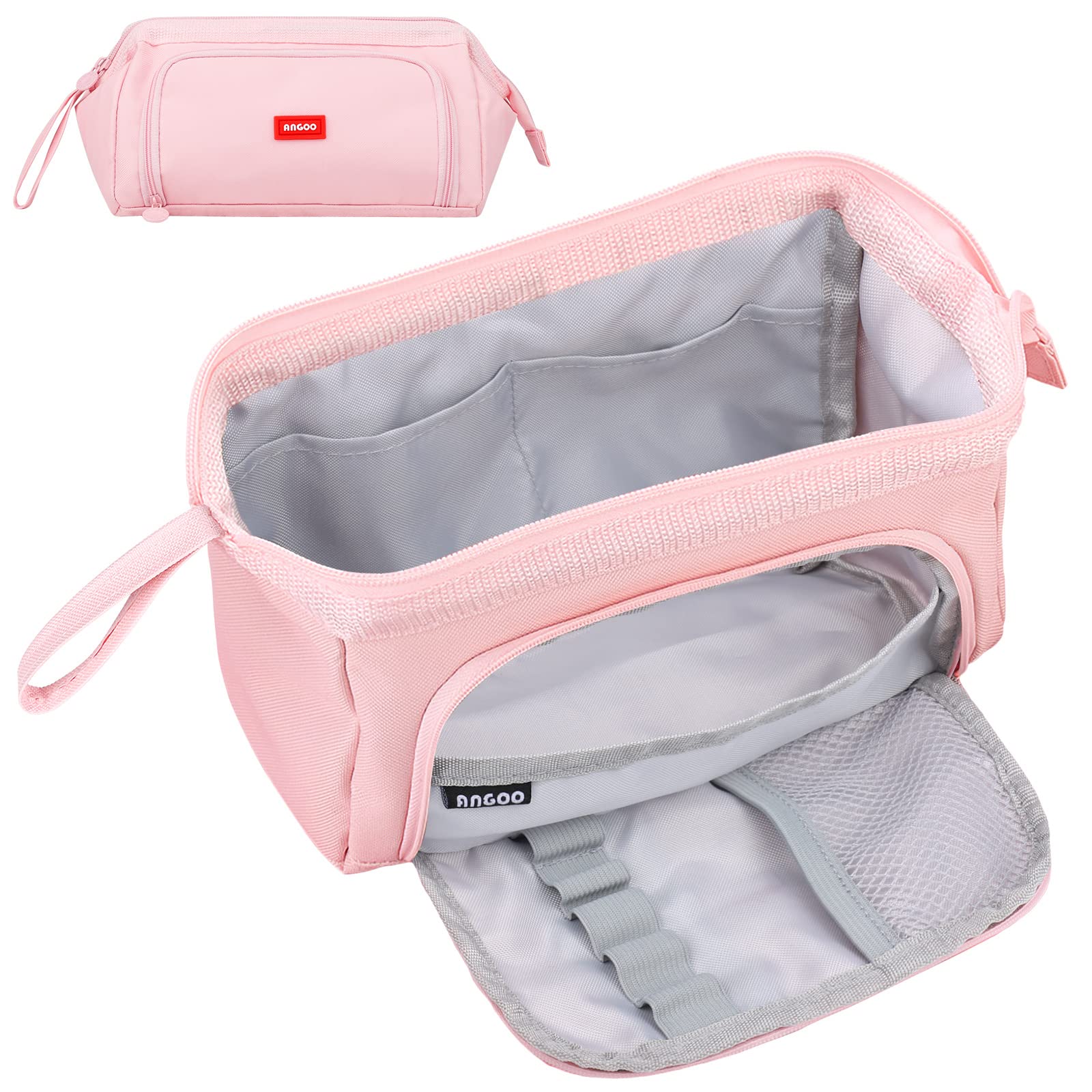 Sciphylia Estuche Escolar Estuche de Lápices de Gran Capacidad con Asa Estuche Escolar Grande para Niña Niño Organizador de Suministros Escolares de Papelería de Oficina Rosa Agua