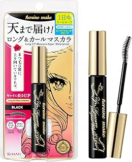 HEROINE MAKE by KISSME Long Up Mascara Super Waterproof 01 Black, Super Lengthening Fiber for Even Long and Curl