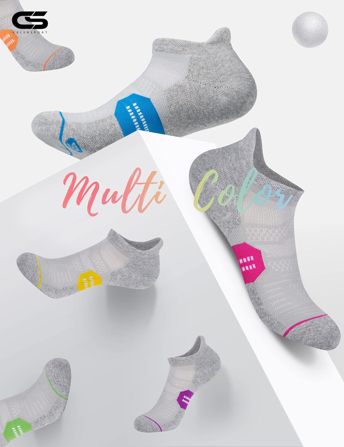 CS CELERSPORT 6 Pack Women's Ankle Running Socks Cushioned Low Cut Tab Athletic Socks - Image 4