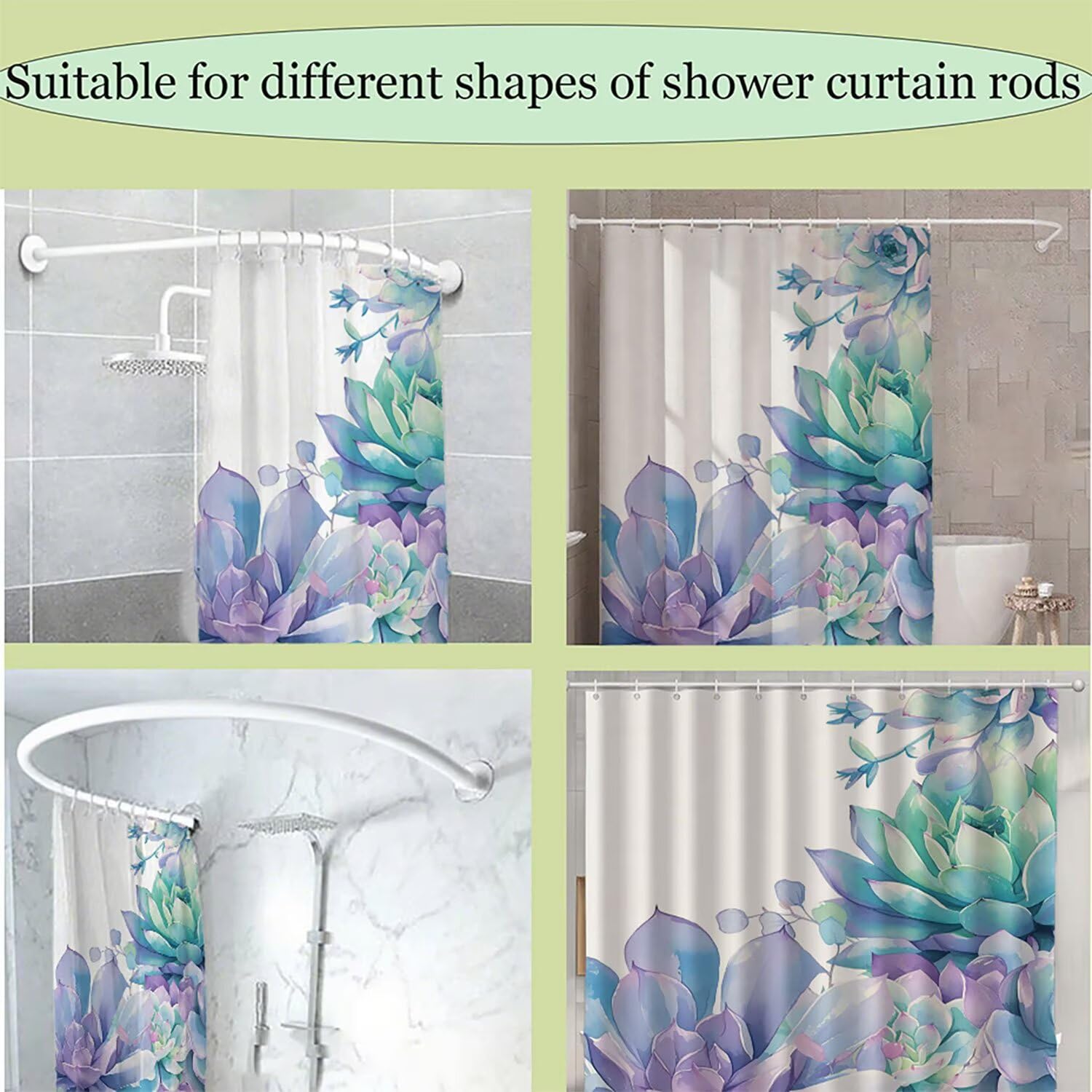 Abstrakt Duschvorhang 160 x 200 cm, Duschvorhang Kaktus Muster mit 12 Duschvorhangringe, Waschbar Polyester Stoff Wasserdicht und Trocknet Schnell Badevorhang Badewanne, Geschenke für Frauen G-142