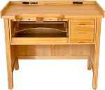 Noble Banc de bijouterie intelligent en bois fin - Workbench en bois avec tiroirs, plateau en bois massif, sorties d'alimentation et USB Ports pour la fabrication de bijoux