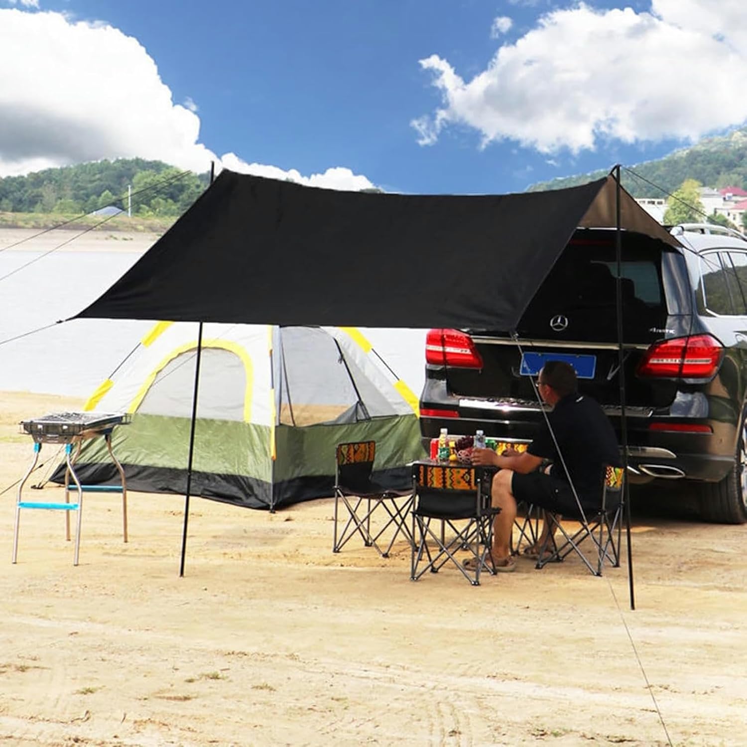 Van Awnings for Camping, Waterproof Rooftop Awning Tent Shade, Vehicle Awning Room, for 4x4/Car/SUV/Truck Easy for Camping, Outdoor Trips, Roadtrips, Courtyard (Size : 440 * 200cm/14.43 * 6.56ft)
