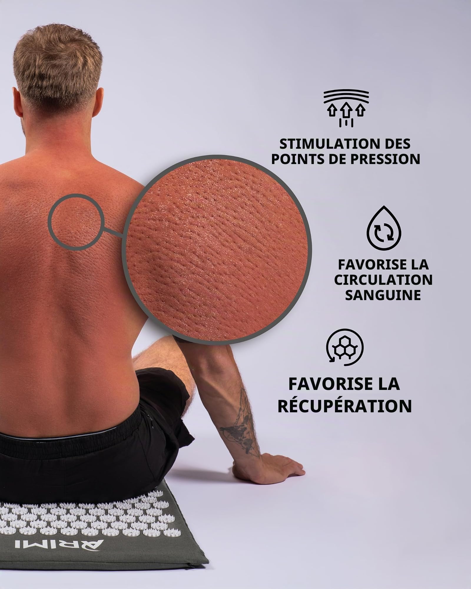 ARIMI Tapis d'acupression - Kit d'acupression avec oreiller et sac - Durable et ergonomique - Soulagement de la douleur et relaxation - Dos et cou