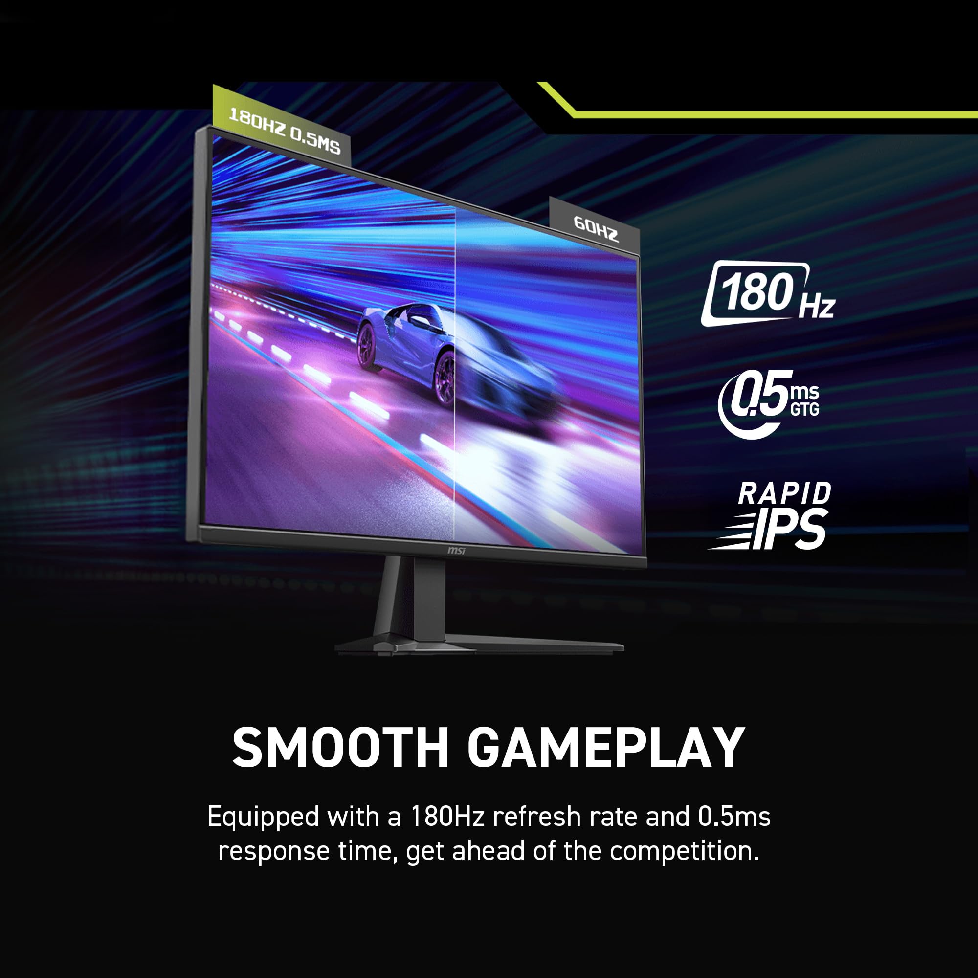 MSI MAG 275QF 27-inch 2K Gaming Monitor, 2560 x 1440 (UHD), 0.5ms Response Time, 180Hz, HDR Ready, HDMI, DP Port, Tilt Adjustable