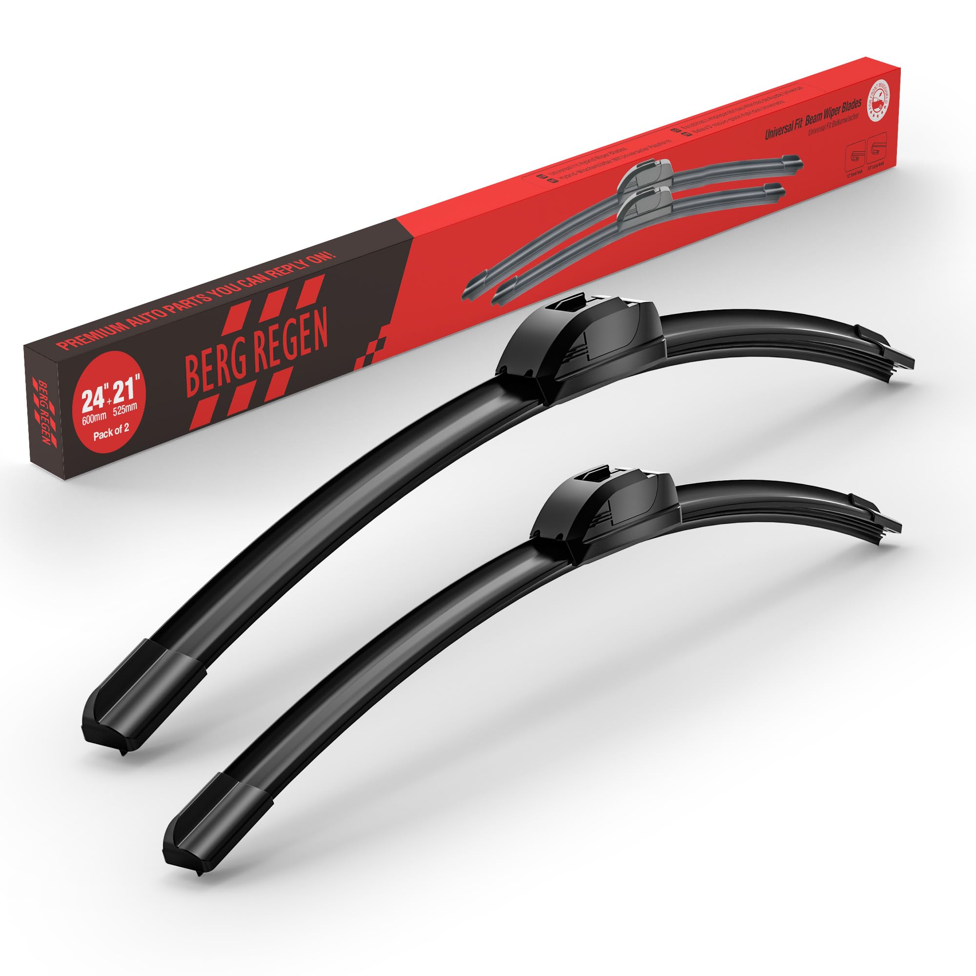 BERG REGEN 24"+21" Windshield Wiper Blades Replacement for Nissan Titan 2004-2021, Dodge Charger 2012-2021, Honda Pilot 2003-2008, Mitsubishi Outlander 2007-2014 –Genuine OEM Quality (Set of 2)
