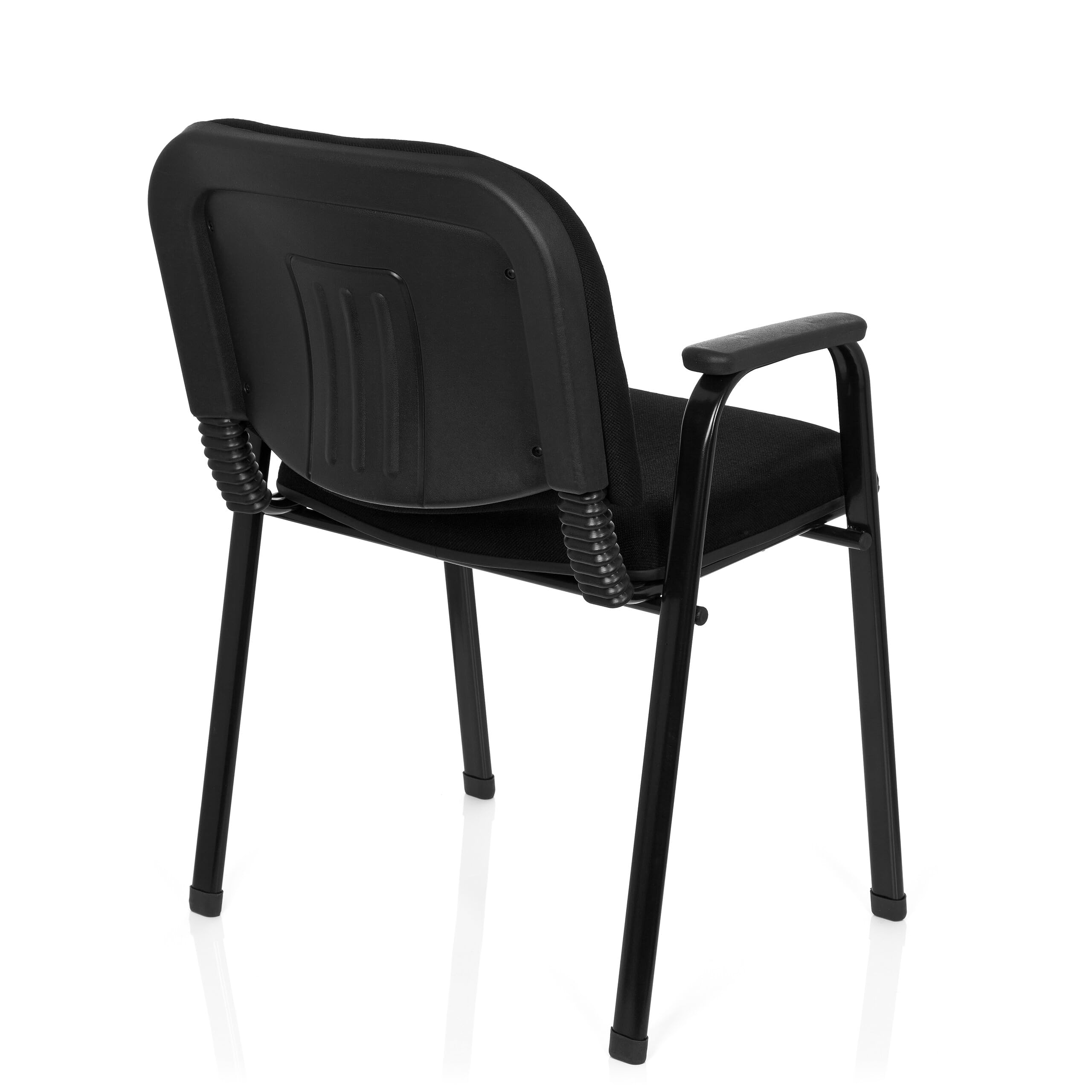 hjh OFFICE 704340 Silla de Visita XT 650 Tela Negro Silla de Conferencia tapizada con reposabrazos, apilable