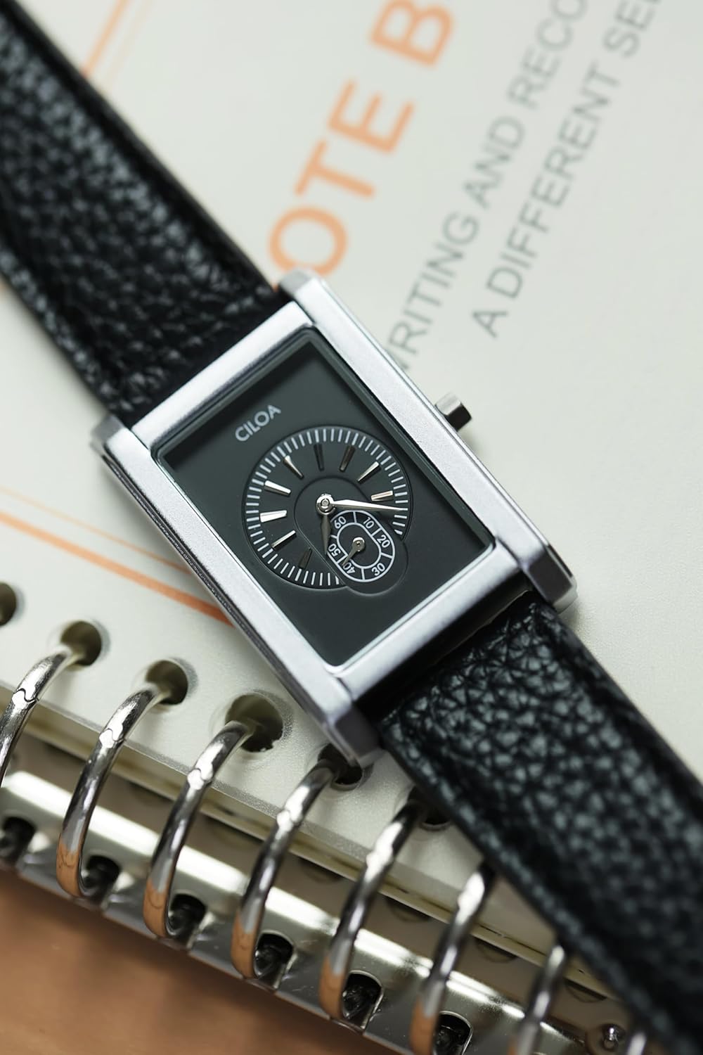 CILOA Watches for Men Unique Rectangle Relojes para Hombres Fashion Simple Analog Wrist Watch with Leather Strap