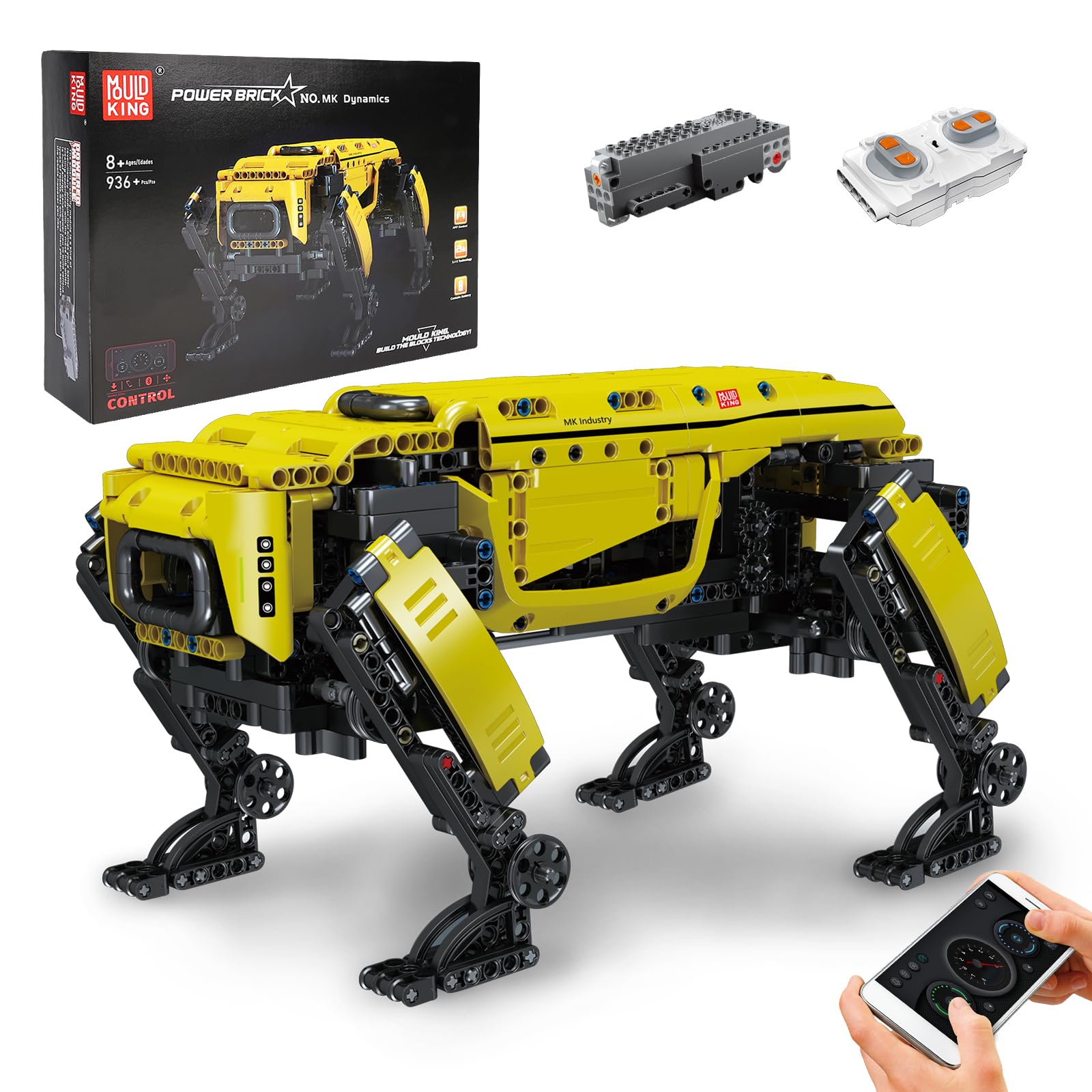 Mould King Engineering Mechanical Dog Building Blocks Model, 936 Pieces Remote Control Robot Dog Toy for Adults and Children, DIY Building Set as Toys/Gifts/Collectibles
