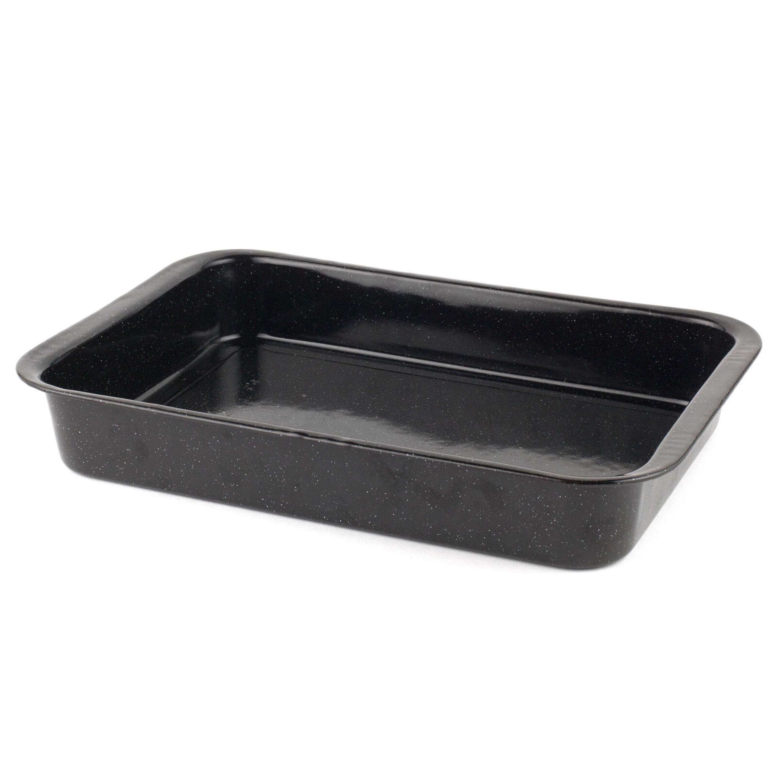 Russell Hobbs CW12611 Romano Vitreous Durable Enamel Roaster, 36 cm, Black, Dishwasher Safe, Rectangular Roasting Tin for Vegetables and Meat, Oven Safe Up To 230 Degrees, 36 x 25 x 4 cm