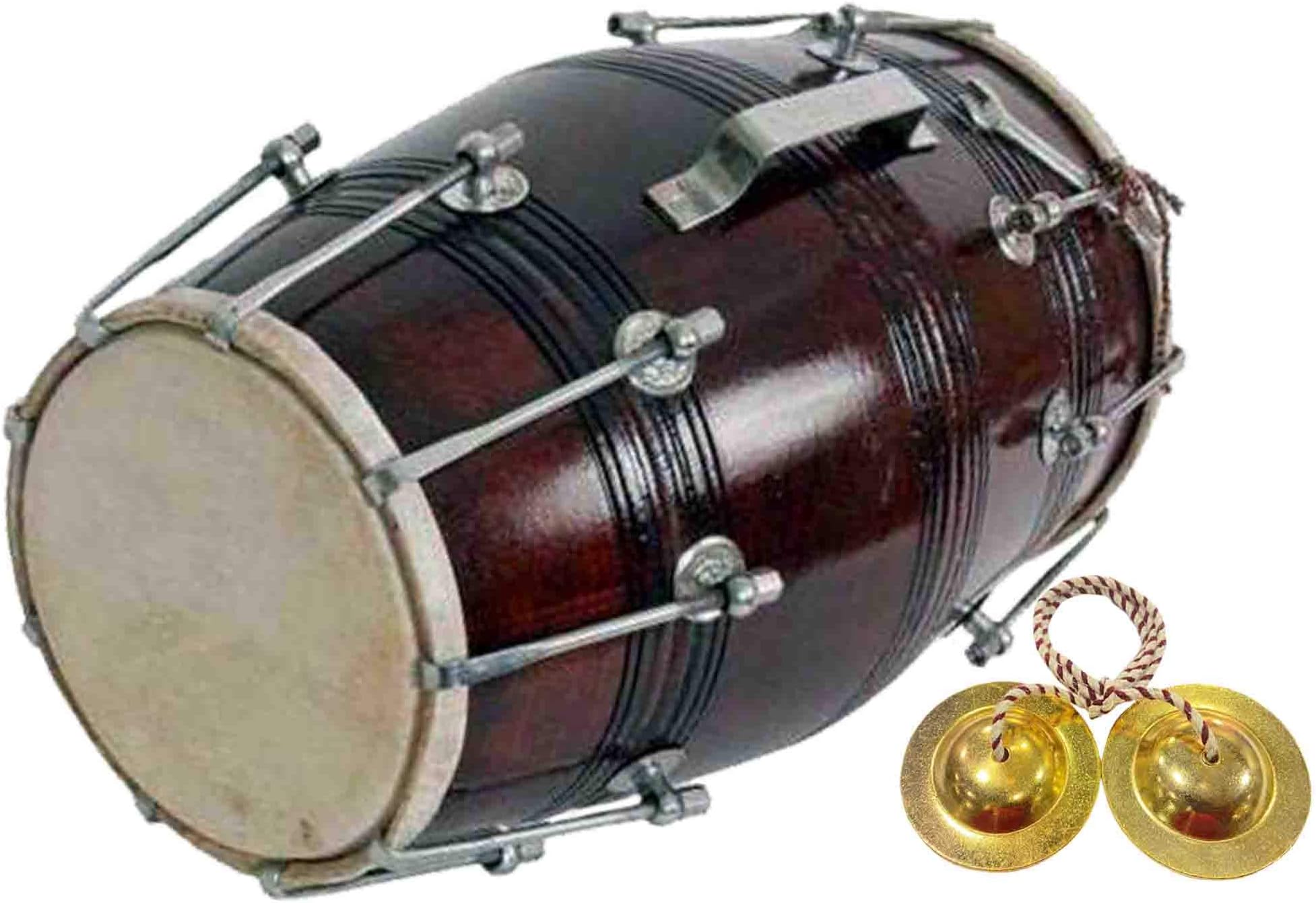 GT manufacturers Wooden Musical Instrument Dholak Drum Nuts & Bolt Design1 (Brown)